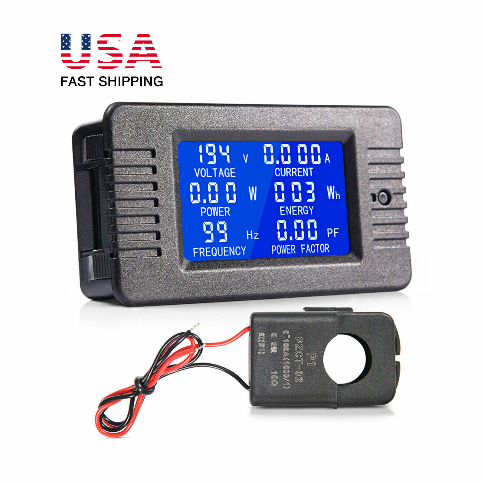 100A AC LCD Display Digital 80-260V Current Voltage Power Energy Frequency Power
