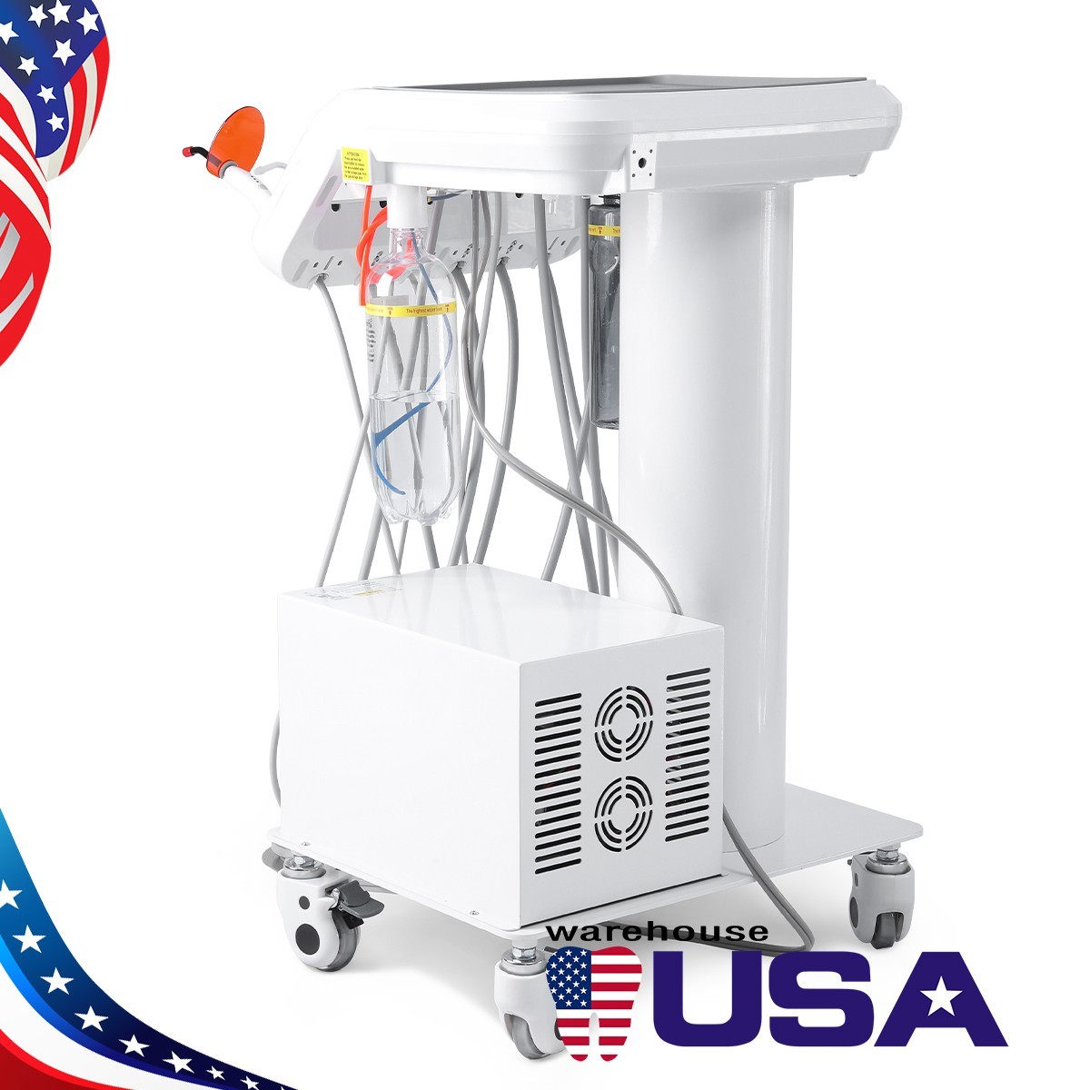 Dental Portable Delivery Unit System Air Compressor Cart /w+ Surgical Lamp Light