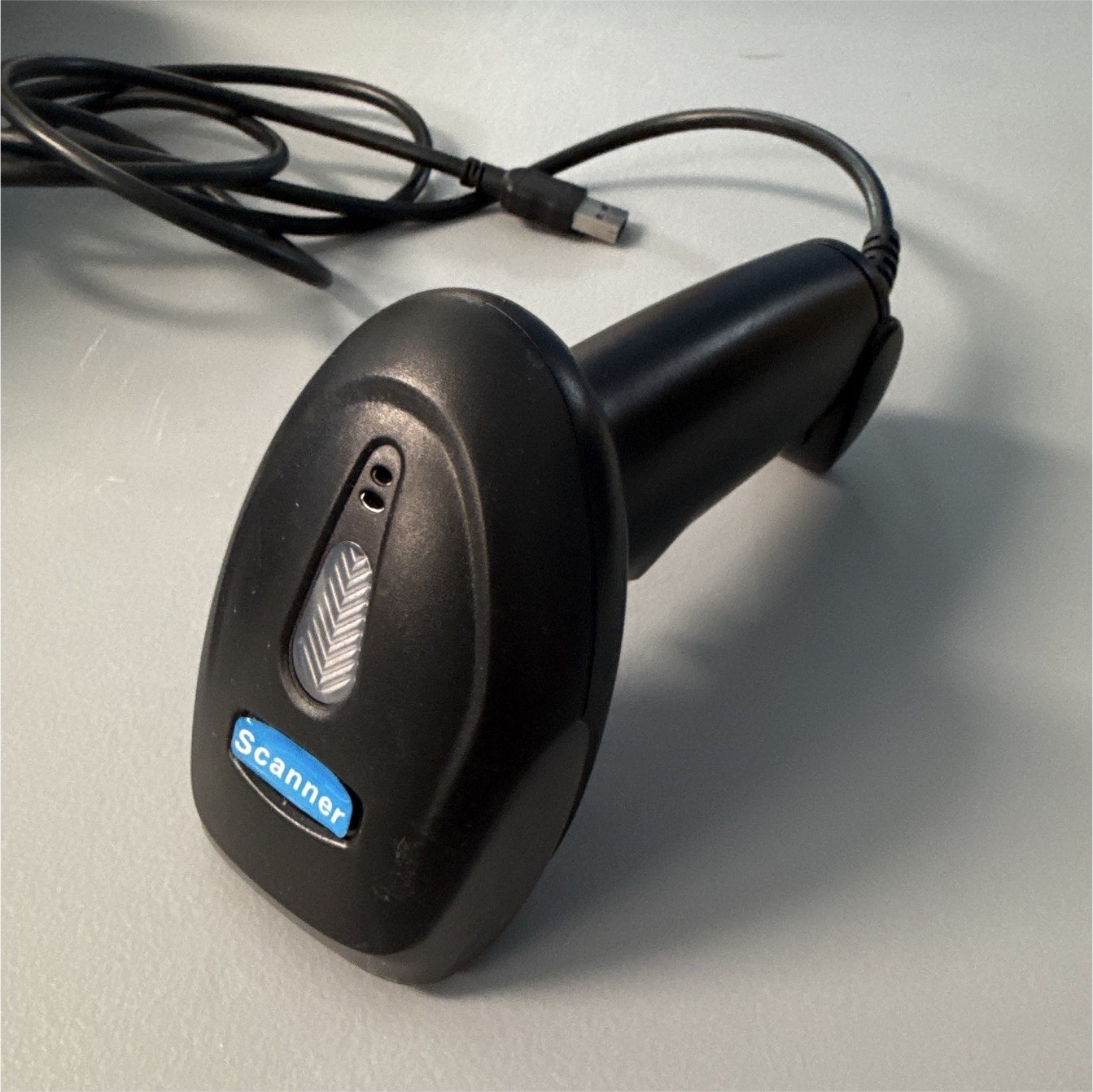 Wired USB Handheld Barcode Scanner Black w/ Blue Trigger – Wired USB Connection