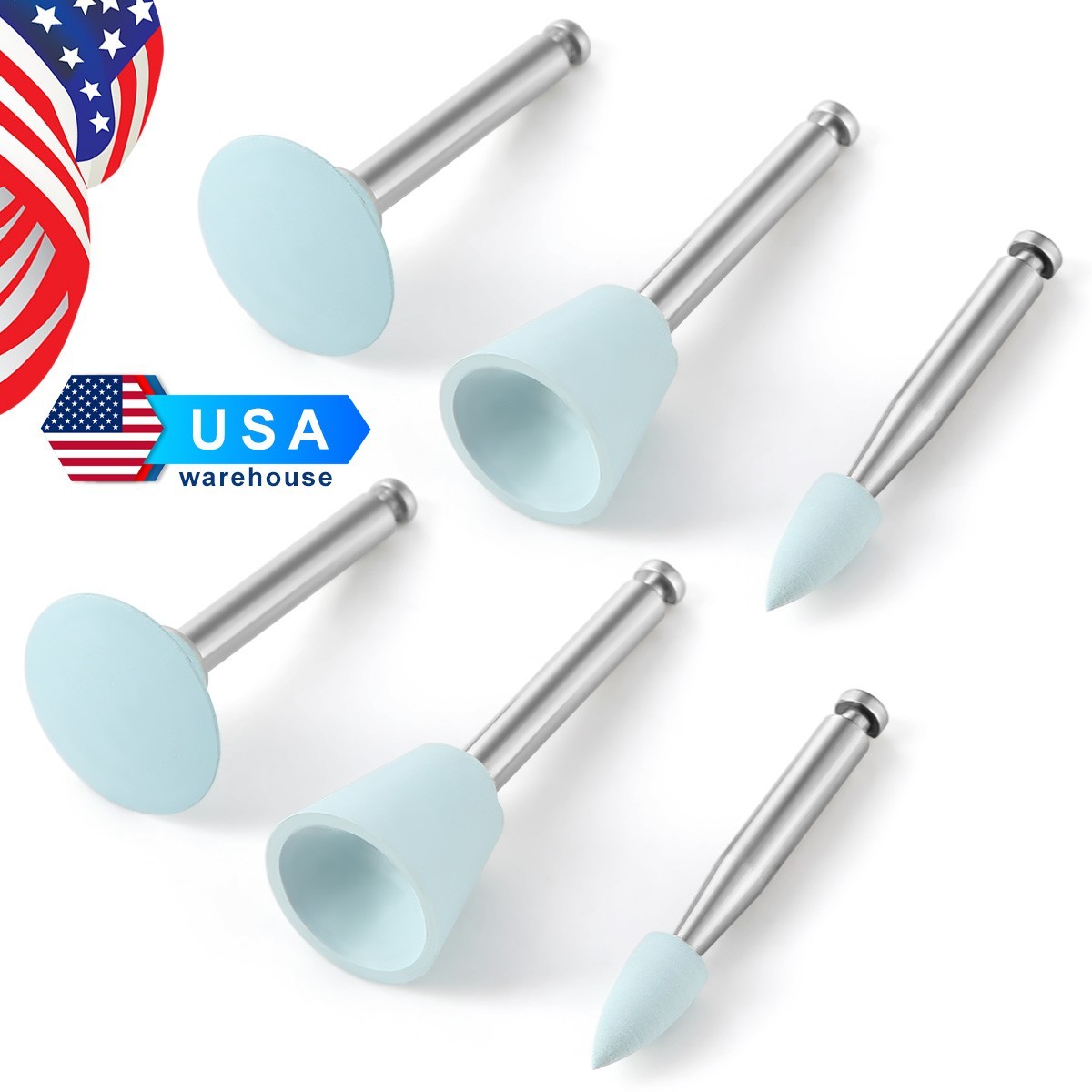 AZDENT 14Pcs Dental Composite Polishing Silicone Rubber Discs Burs Kit 2.35MM