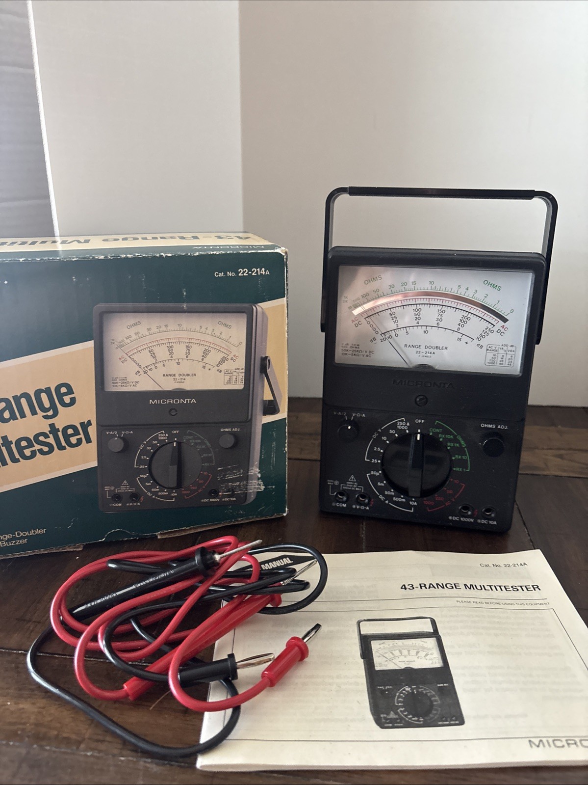 1990 Multitester Micronta 43-Range Volts/Amps Range Doubler No. 22-214 w/Box