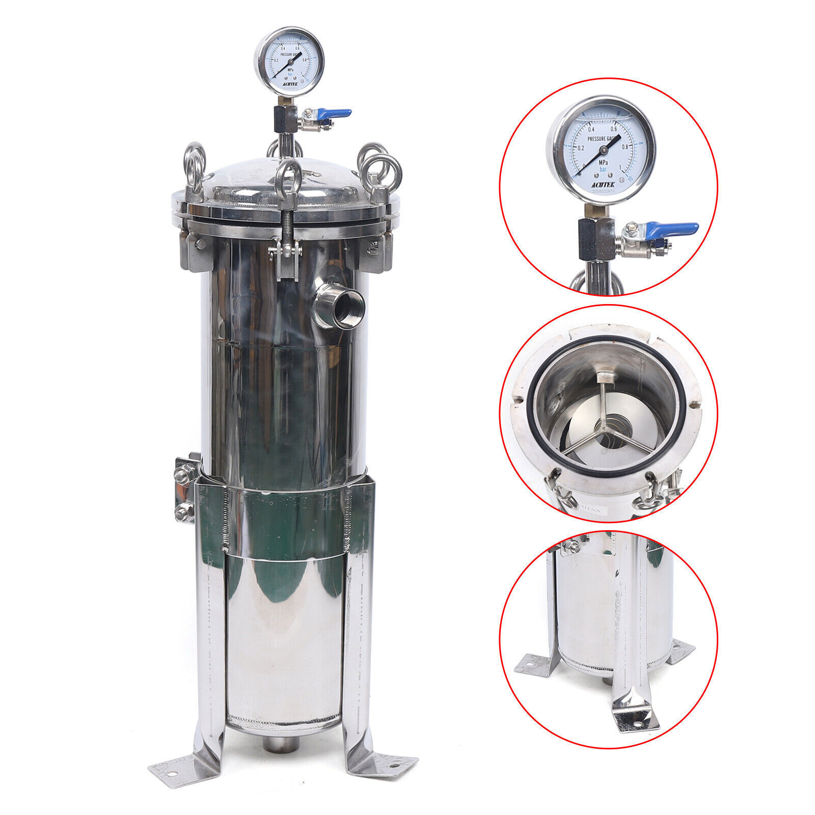 304 Stainless Steel Filter Bag Housing 150PSI High Pressure Filtration System