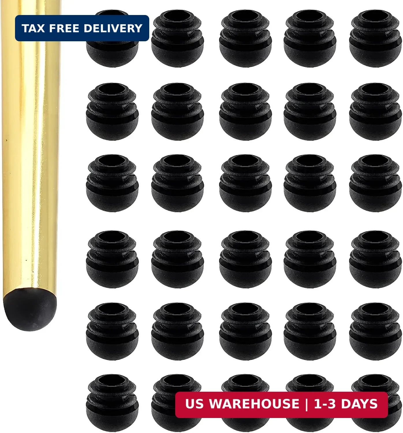 30 Pieces 7/8″ Round Plastic Tube End Caps | Black, for Furniture Legs and Metal