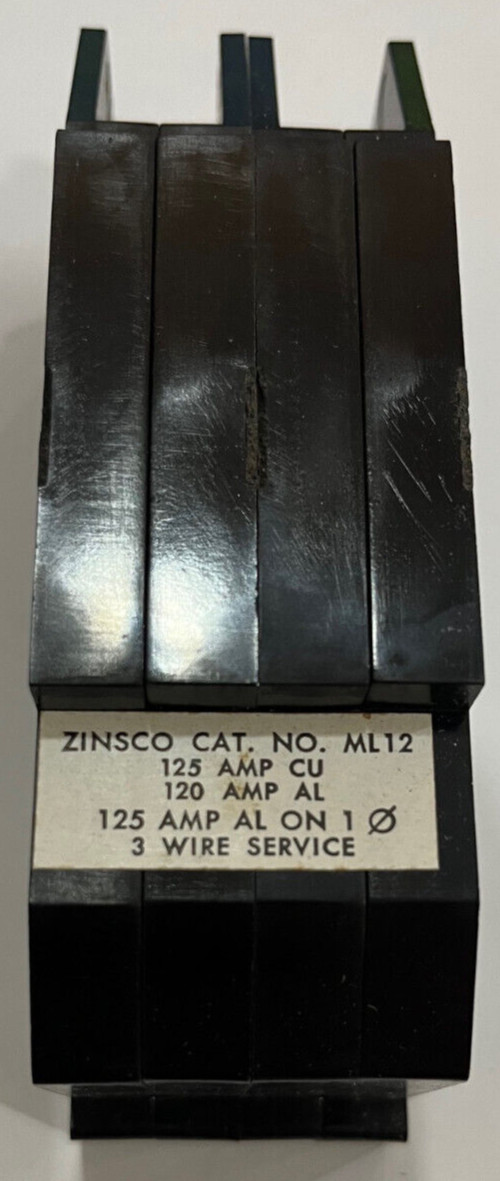 ML12, Zinsco Main Lug Plug-in Block for MLB12 Loadcenters, 125 Amp