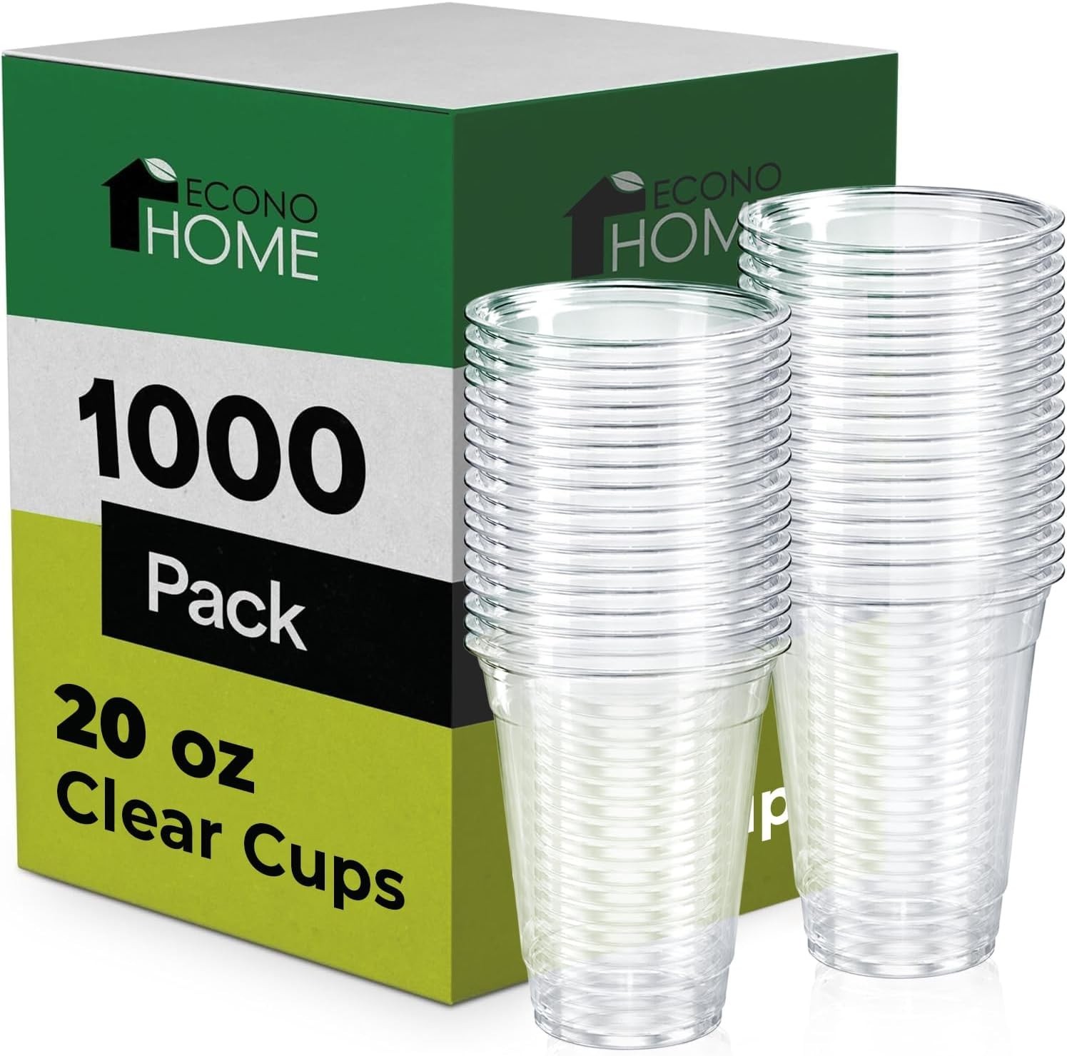EconoHome Clear PET Plastic Cups – 20oz (Pack of 1000) – Crystal Clear