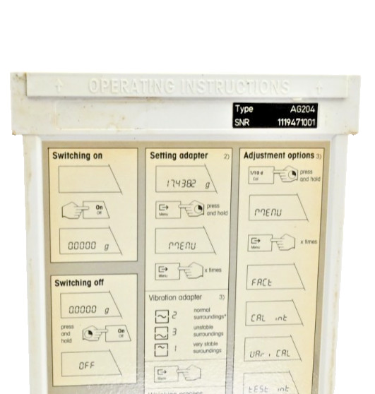 Mettler Toledo AG204 Analytical Balance 210g x 0.0001g