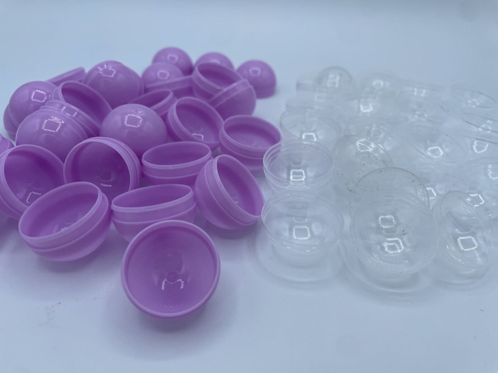 Empty Clear-Lavender Colored Round Capsules 1.1 inch Bulk Purple Half Capsule
