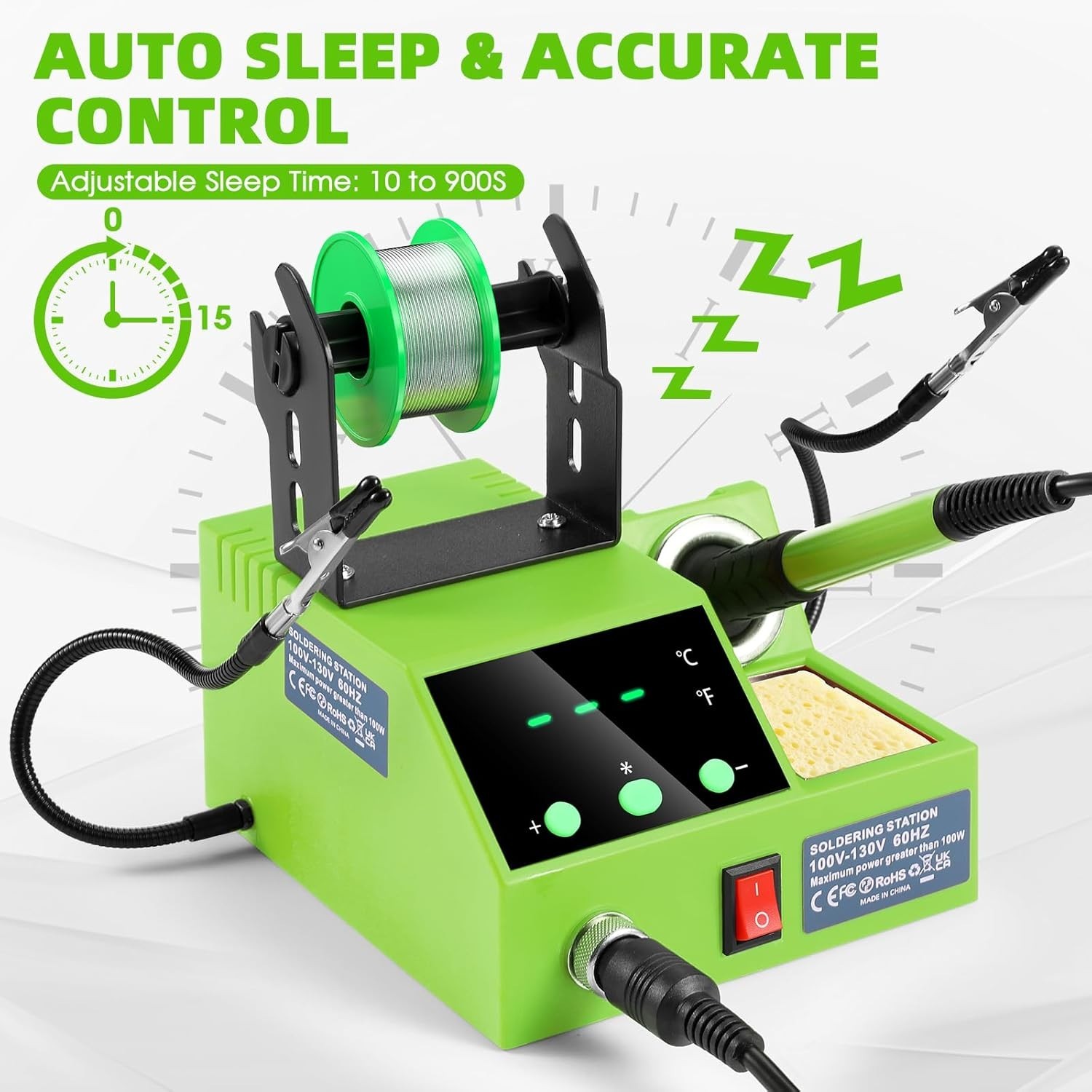 Soldering Station, 100W Digital Display Soldering Iron Station Kit with 2 Hel…