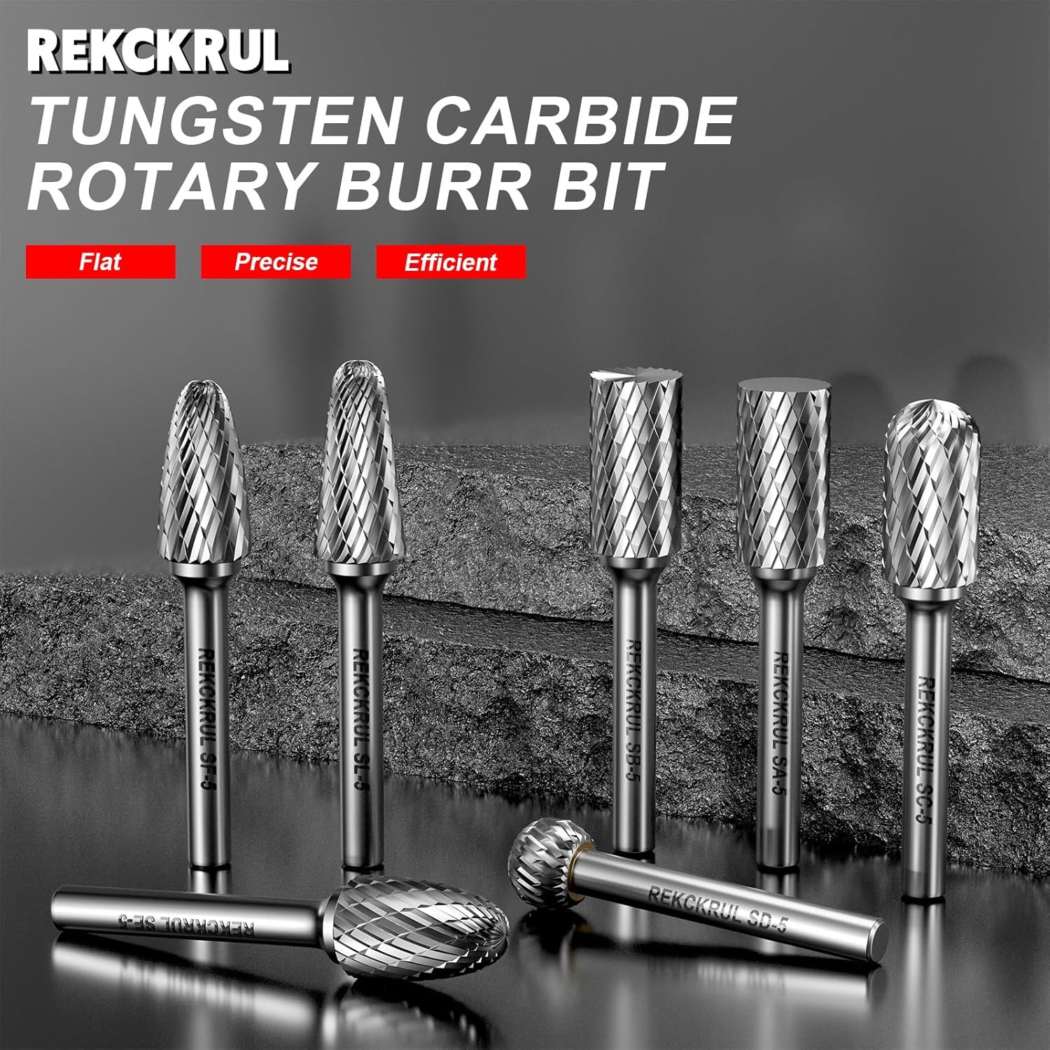 Professional 10 Pcs Tungsten Carbide Rotary Burr Bits Set, Double Cut Carbide Bu