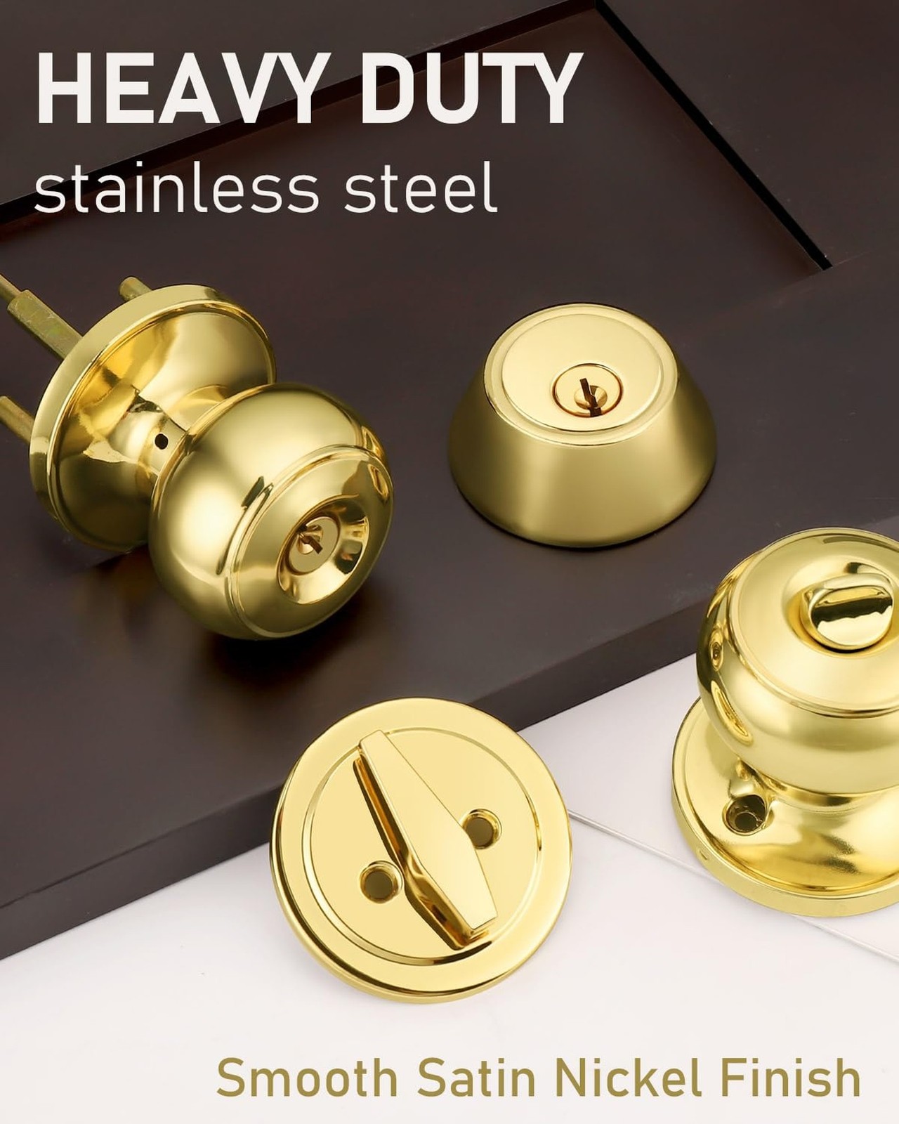 6 Pack Keyed Alike Front Door Knob and Deadbolt Set, Entry Door Locksets with…