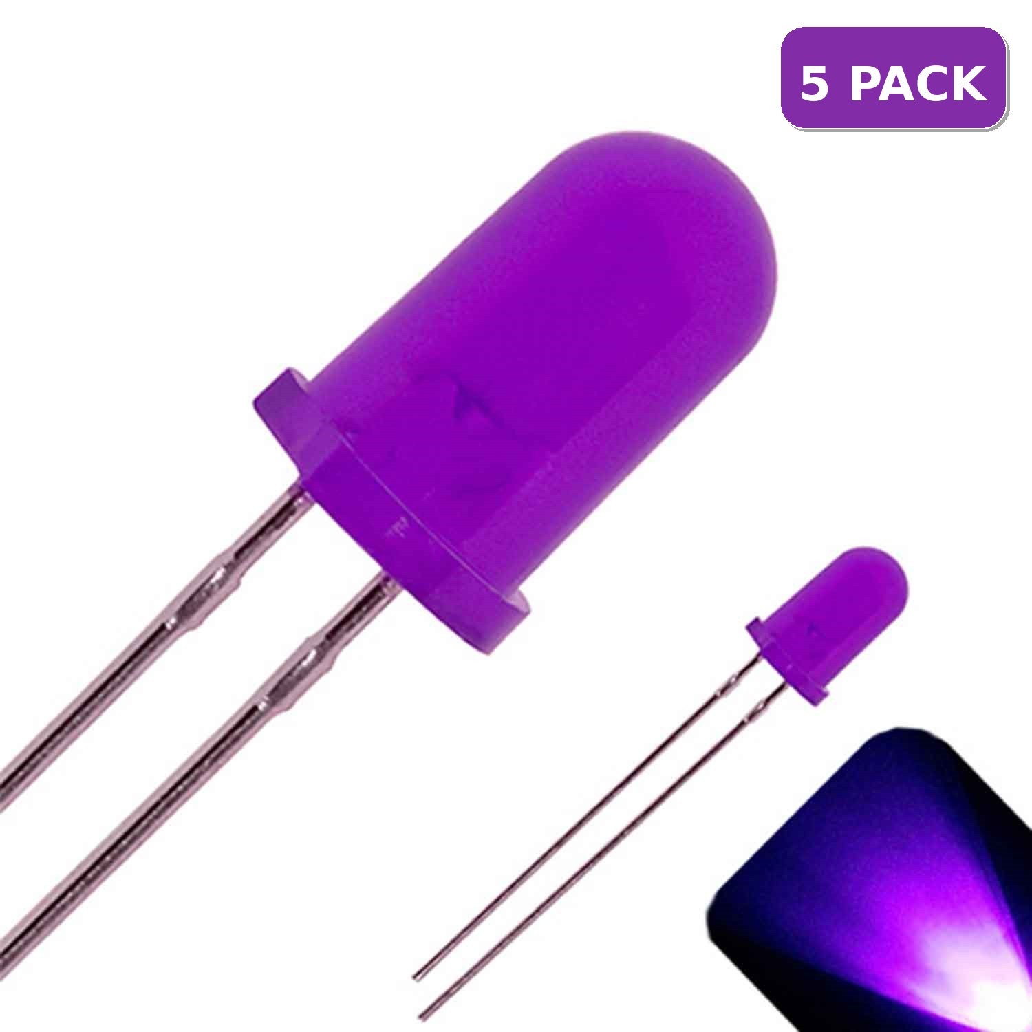 5 x LED 5mm UV / Purple Diffused Ultra Bright Round Top LEDs Light Lamp RC Car