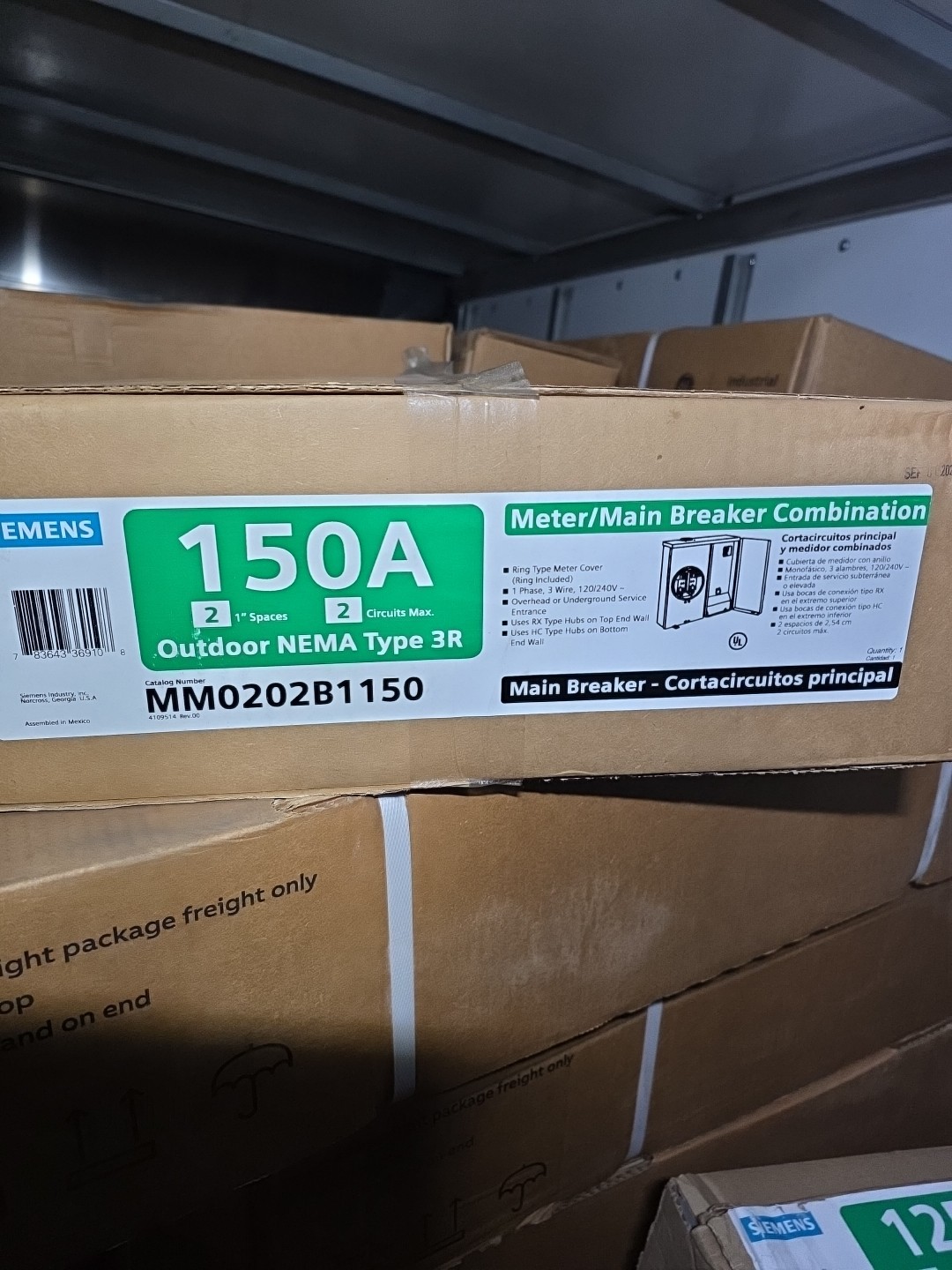 SIEMENS MM0202B1150 150-Amp Meter / Main Breaker Combination. Outdoor. Subpanel