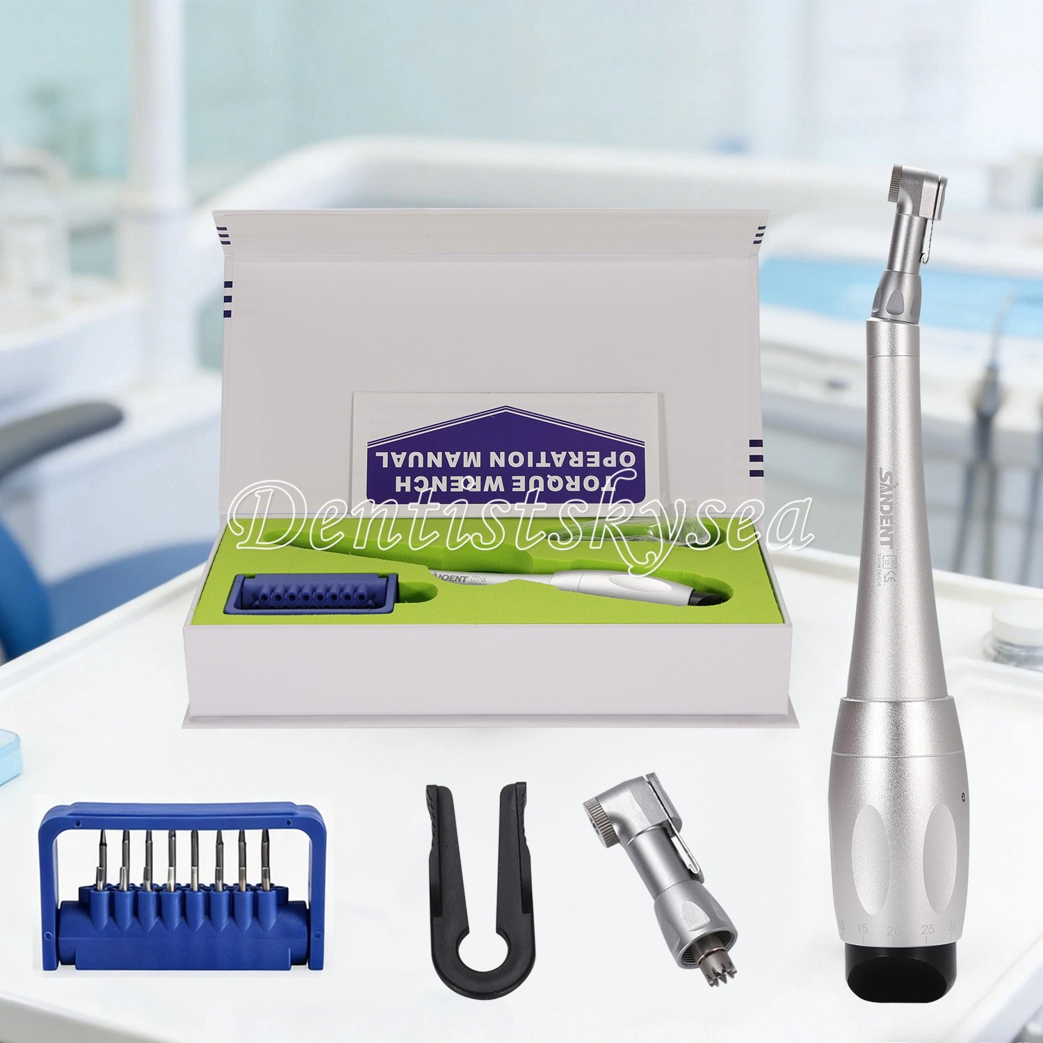 Universal Dental Implant Kit Torque Wrench Contra Angle W/ 16pcs Drivers Sliver
