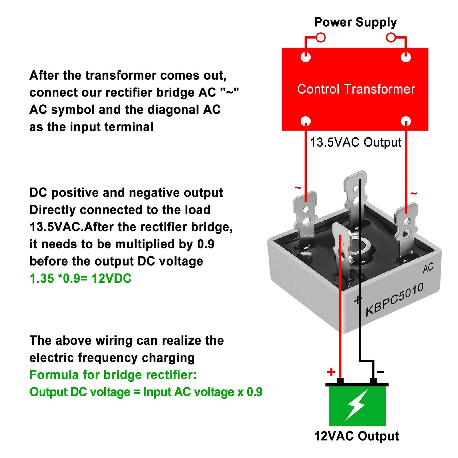 8PCS Bridge Rectifier Diode KBPC5010 1000V 50A AC to DC Full Wave Single Phas…
