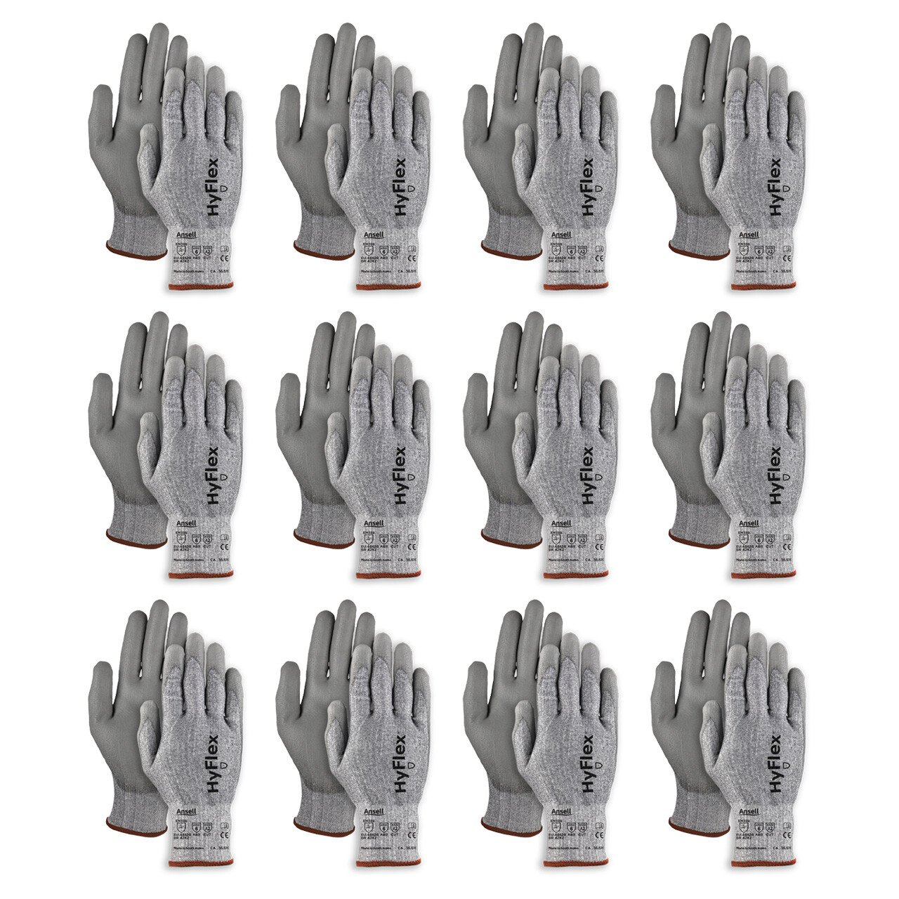 HyFlex Cut Resistant Knit Gloves Size 9 w/ Coating & Hppe-Nylon Liner 12 pack