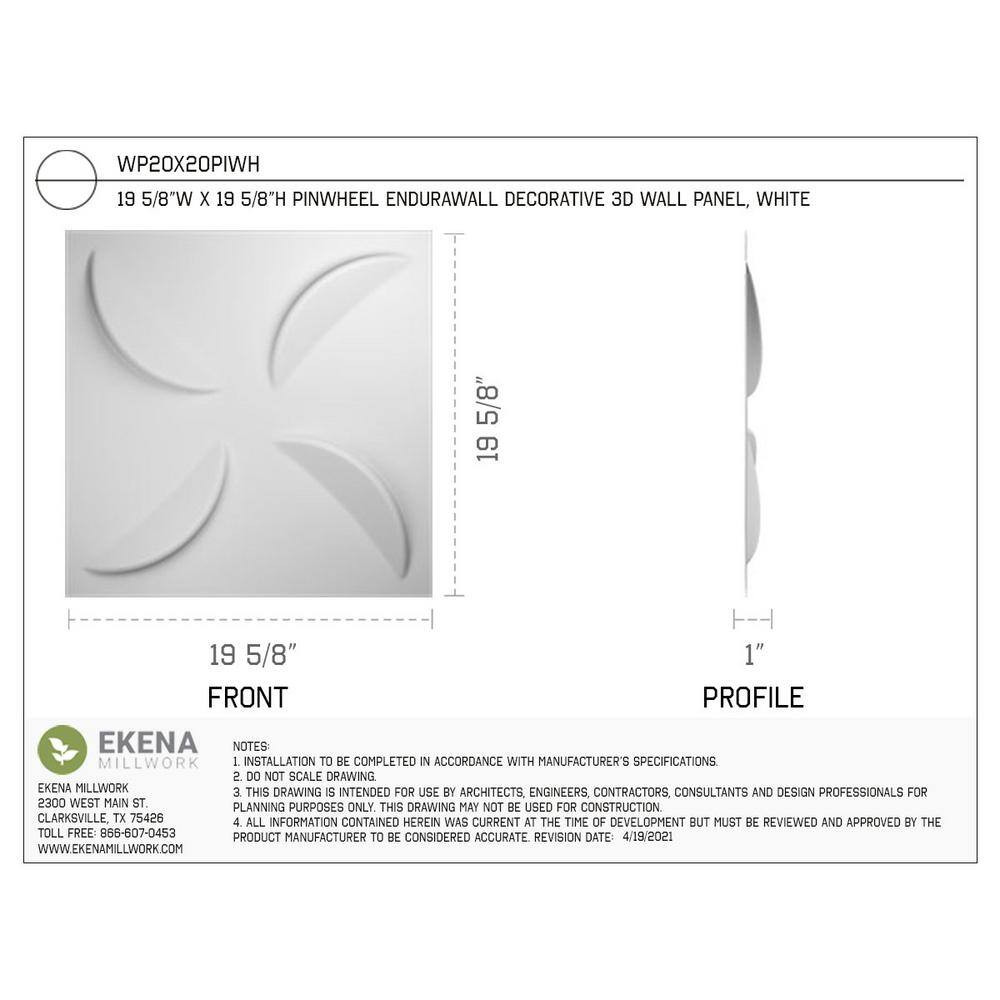 Pinwheel White 1 In. X 1-3/5 Ft. X 1-3/5 Ft. White PVC Decorative Wall Paneling