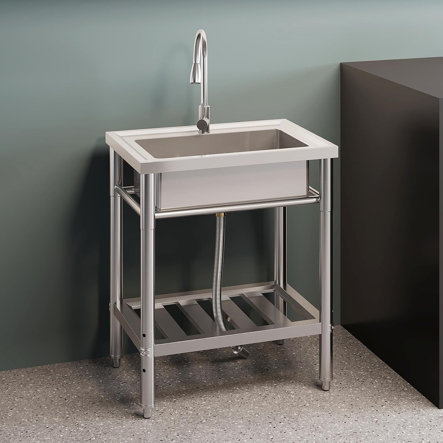 1 Compartment Commercial Sink Stainless Steel Utility Kitchen Prep Table Sink