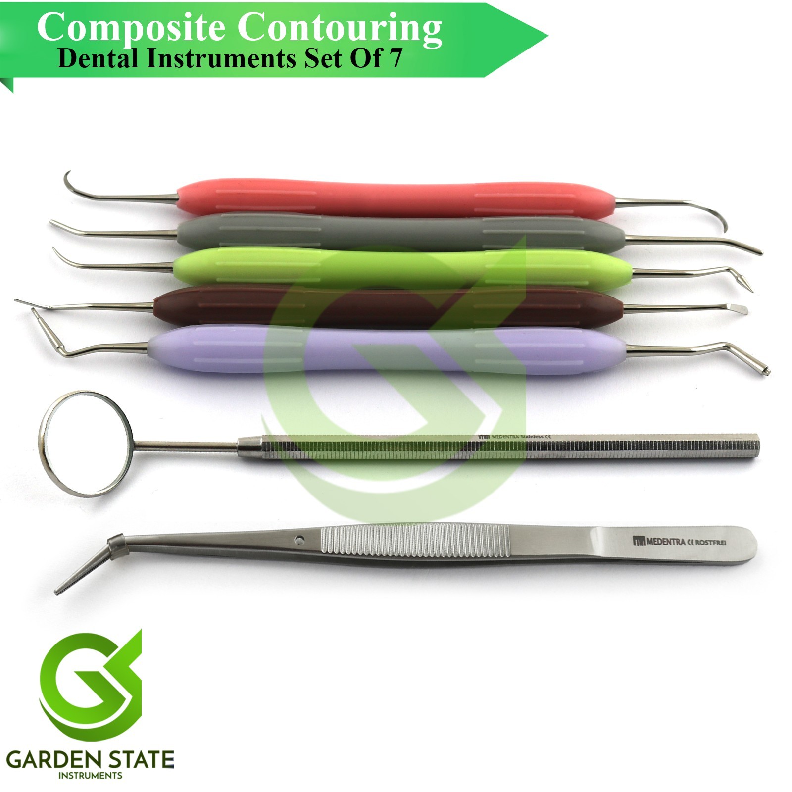 Dental Composite Tools Plugger Condensa Filling Contouring Tweezer Mouth Mirror