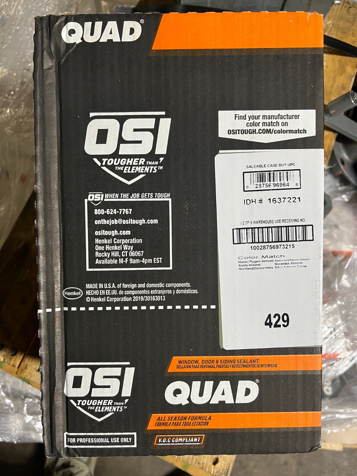 12-Pack OSI QUAD 1637221 10oz Cartridge Window, Door, Siding Sealant Beige 429