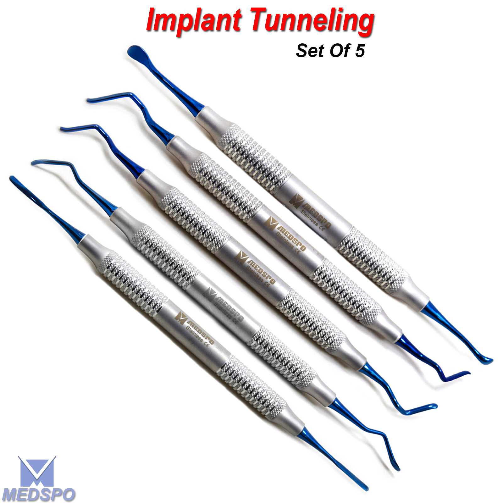 Dental Implant Surgery Tunneling Kit Sinus Lift Grafting Gum Elevators Set Of 5