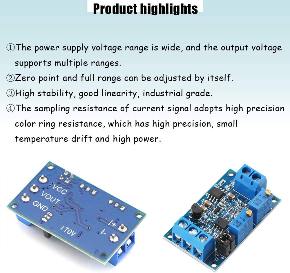 2Pcs Current to Voltage Converter Module 0/4-20Ma to 0-3.3V 0-5V 0-10V Voltage T