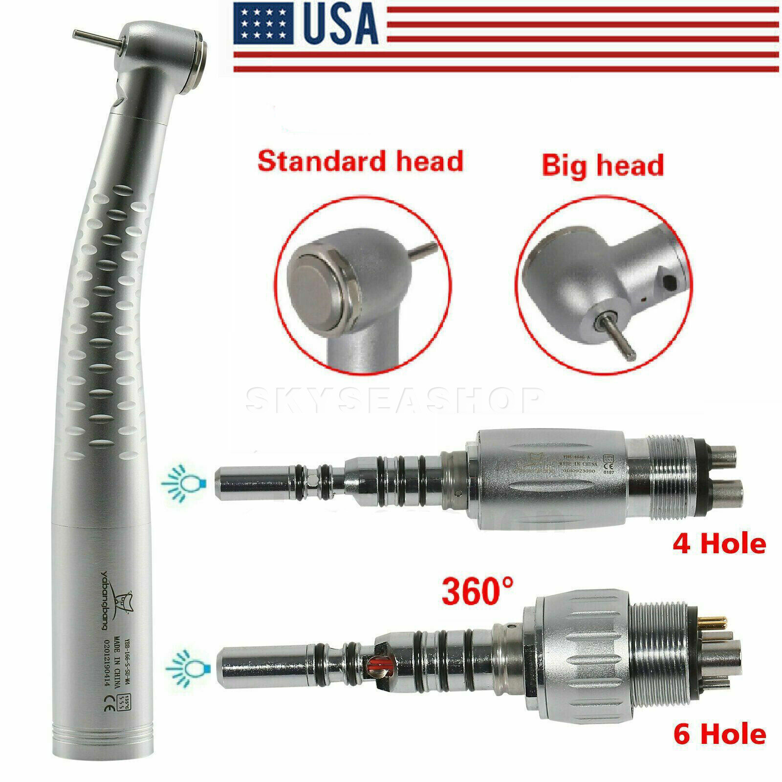 Dental Fiber Optic LED Handpiece High Speed fit KAVo LED Quick Coupling 4/6Hole