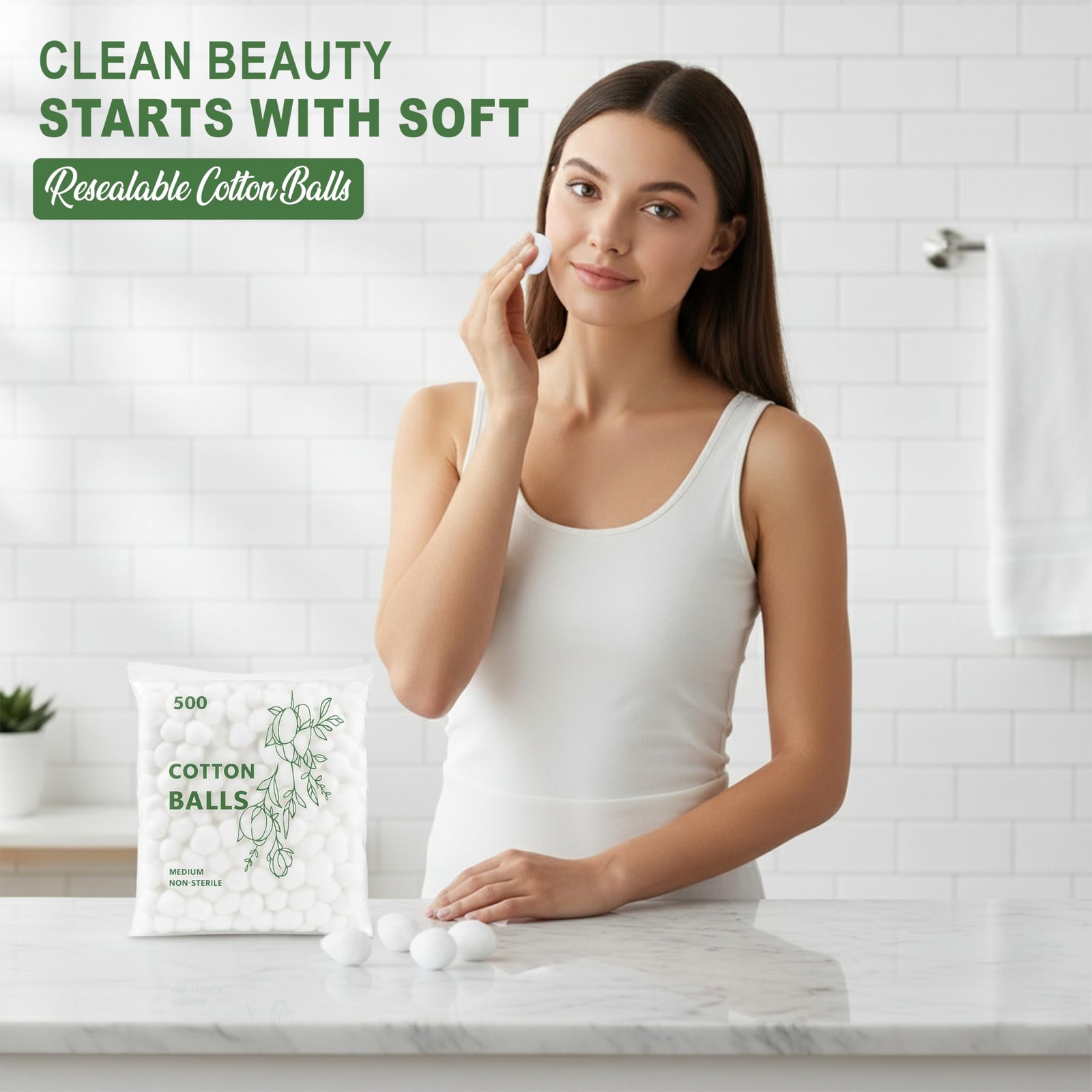 Medium Size Cotton Balls – Soft, Absorbent, Non-Sterile 100% Pure Cotton for …
