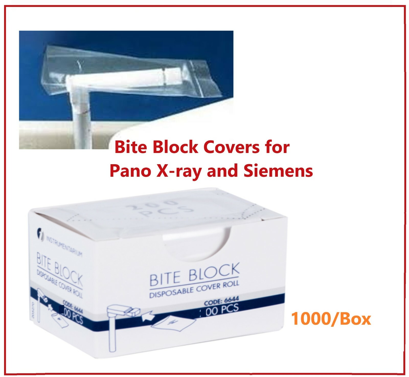 Panoramic Bite Block Barrier Covers Pano x-ray / Siemens 1″W X 2″L 1000/Bx #1850