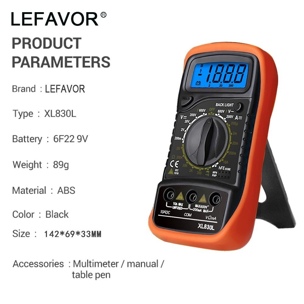 XL830L VC830L Handheld Digital Multimeter LCD Backlight Portable AC/DC Ammeter V
