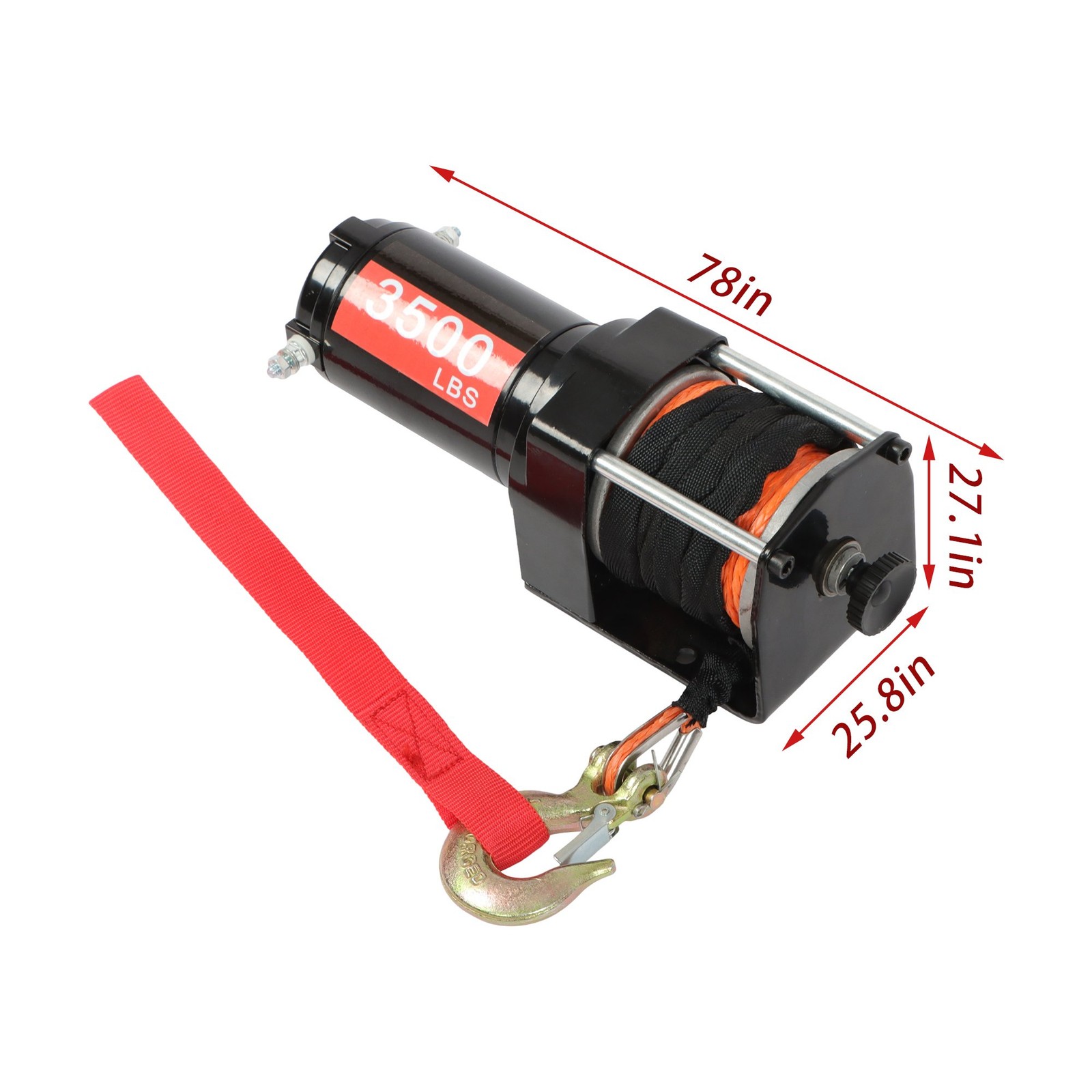3500lbs Electric Winch 12VDC/1.5HP Copper Motor With 3/16″ x 39′ Synthetic Rope