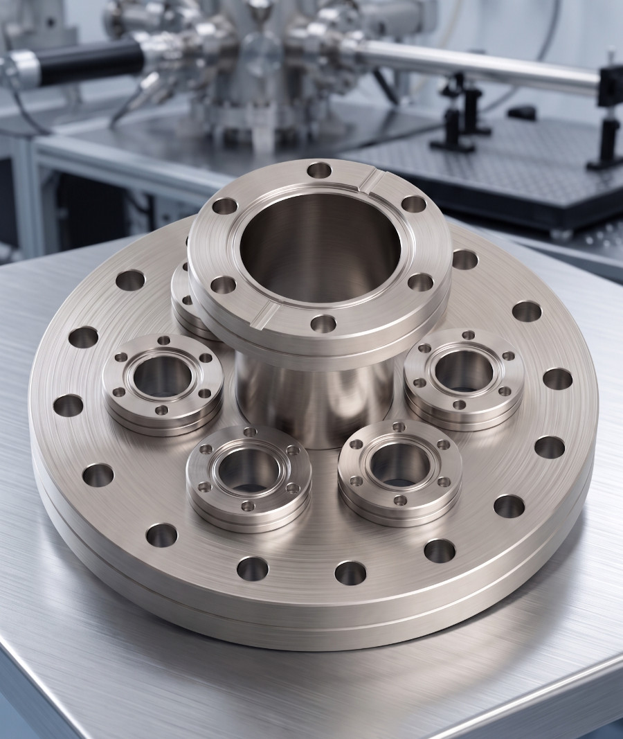 DN100CF 6″ Multiport Flange | 2.75″ CF Raised Center + 6x 1.33″ Ports | MDC