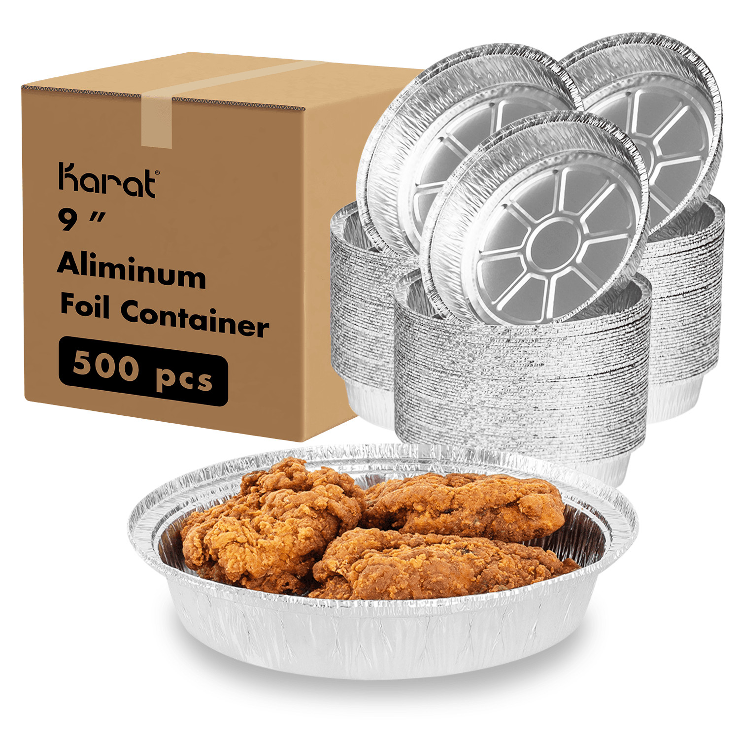 Karat 9″ Round Aluminum Foil Containers, AF-CR09