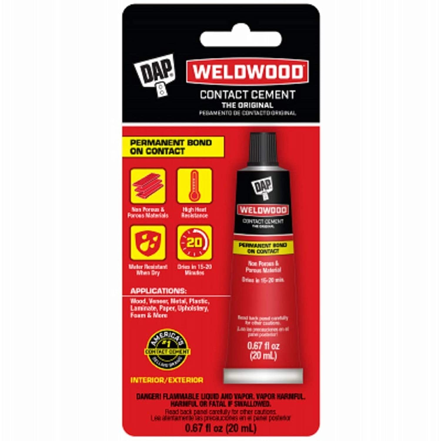 DAP Weldwood Contact Cement Tan 3 FL OZ Strong Adhesive for Bonding 20ML