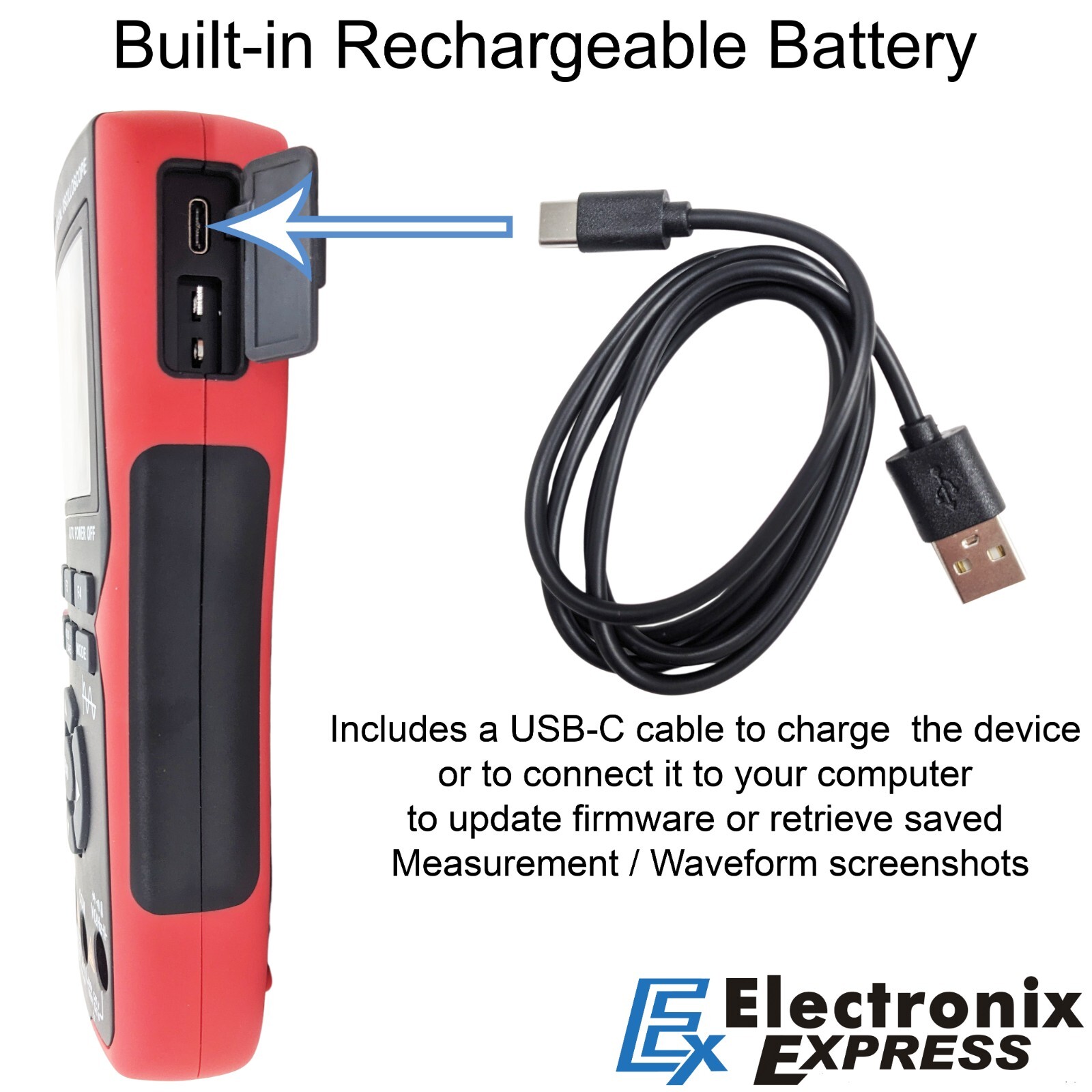 Handheld 2-in-1 Oscilloscope Multimeter, Backlit Color Screen, 10 MHz, True RMS