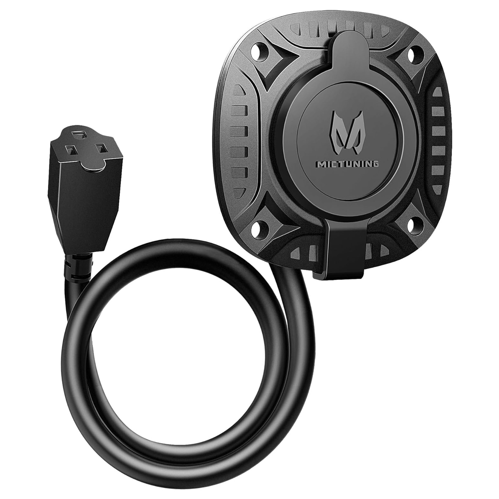 MICTUNING 13Amp 125V AC Port Plug with 16″ Integrated Heavy Duty Extension Cord