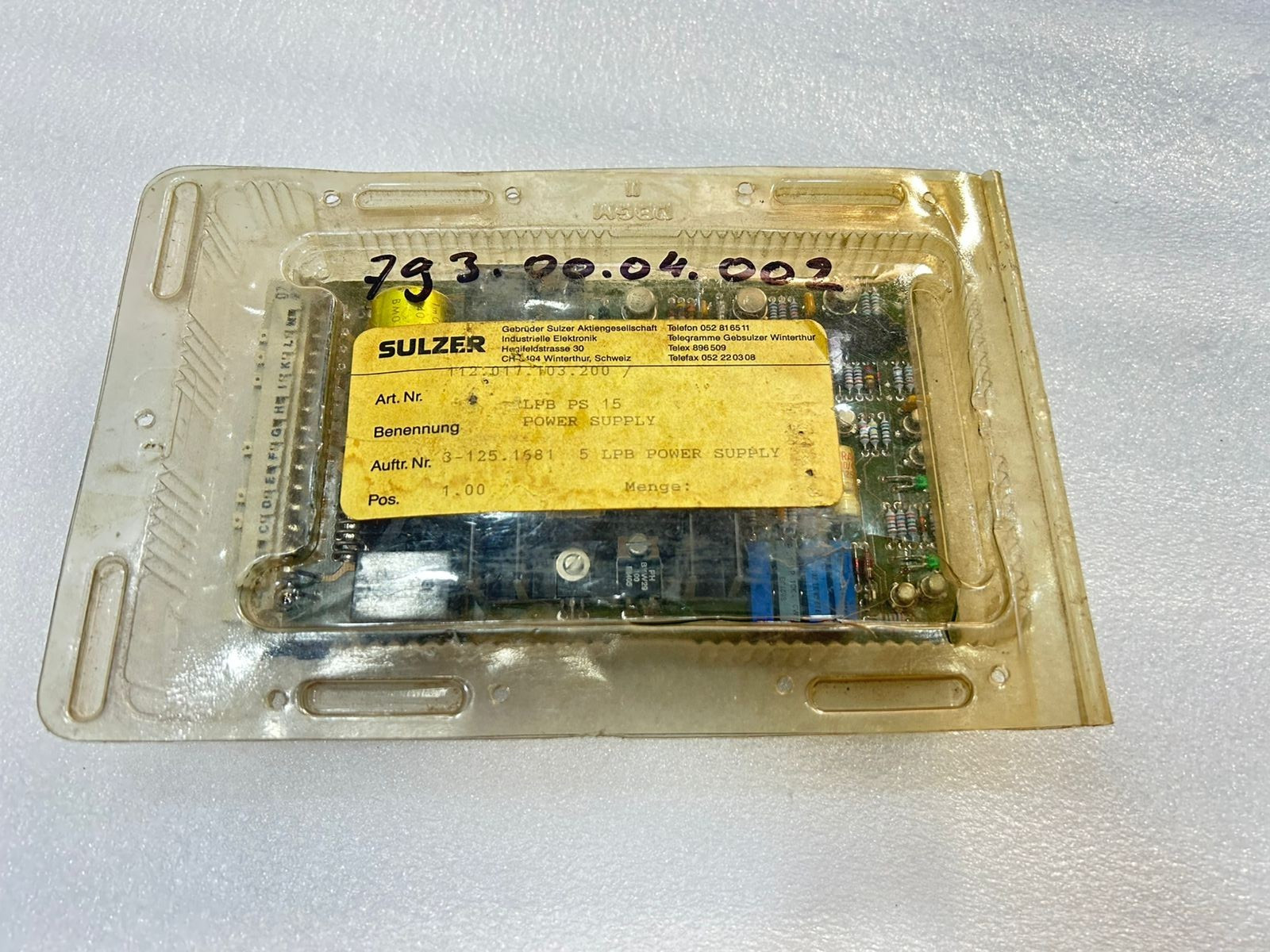 Sulzer PS15/PS24 Power Supply 112.017.103.2