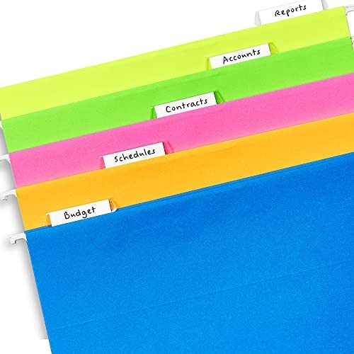 Hanging File Folder Tabs and Inserts, 1/5 Cut, Clear, 20 File Folder Tabs and In