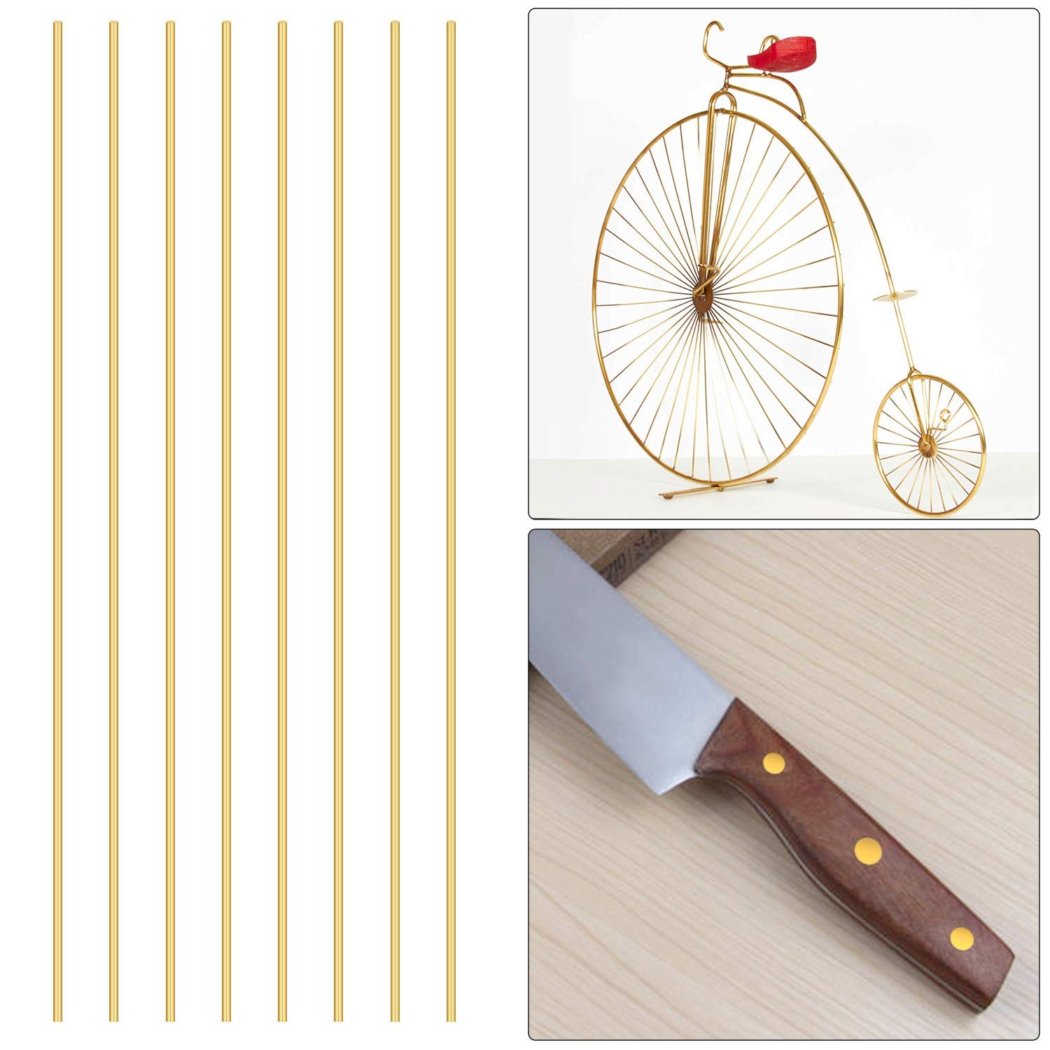 15 PCS 2.5 mm/3/32 inch Solid Brass Rods Lathe Bar Stock Kit Brass Round Stock