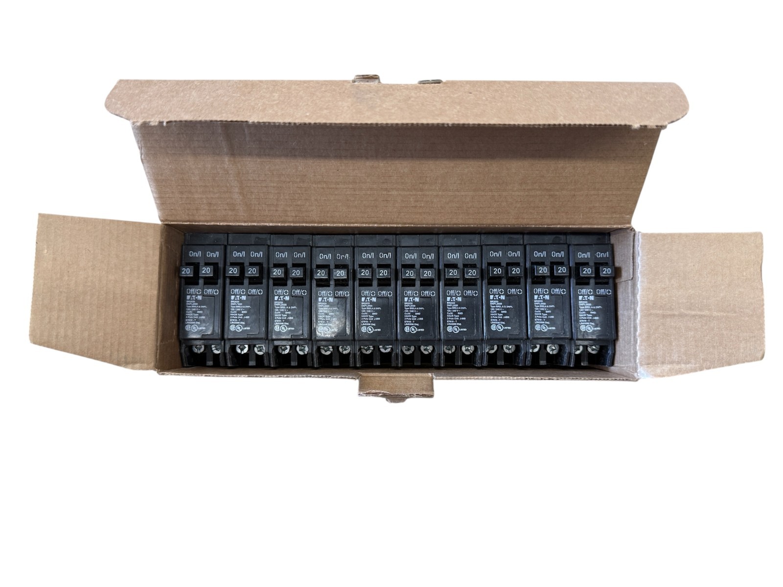 10 PCS Eaton BR2020 Dual 20A 1-Pole Tandem Circuit Breaker 20 Amp BR Twin 120V