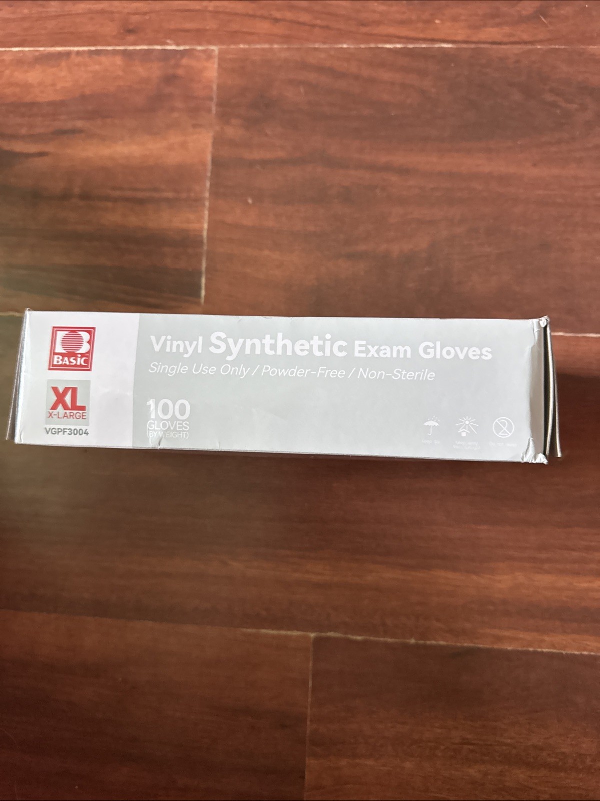 SunnyCare Blue Vinyl Synthetic Exam Gloves, Latex Free, Size XL