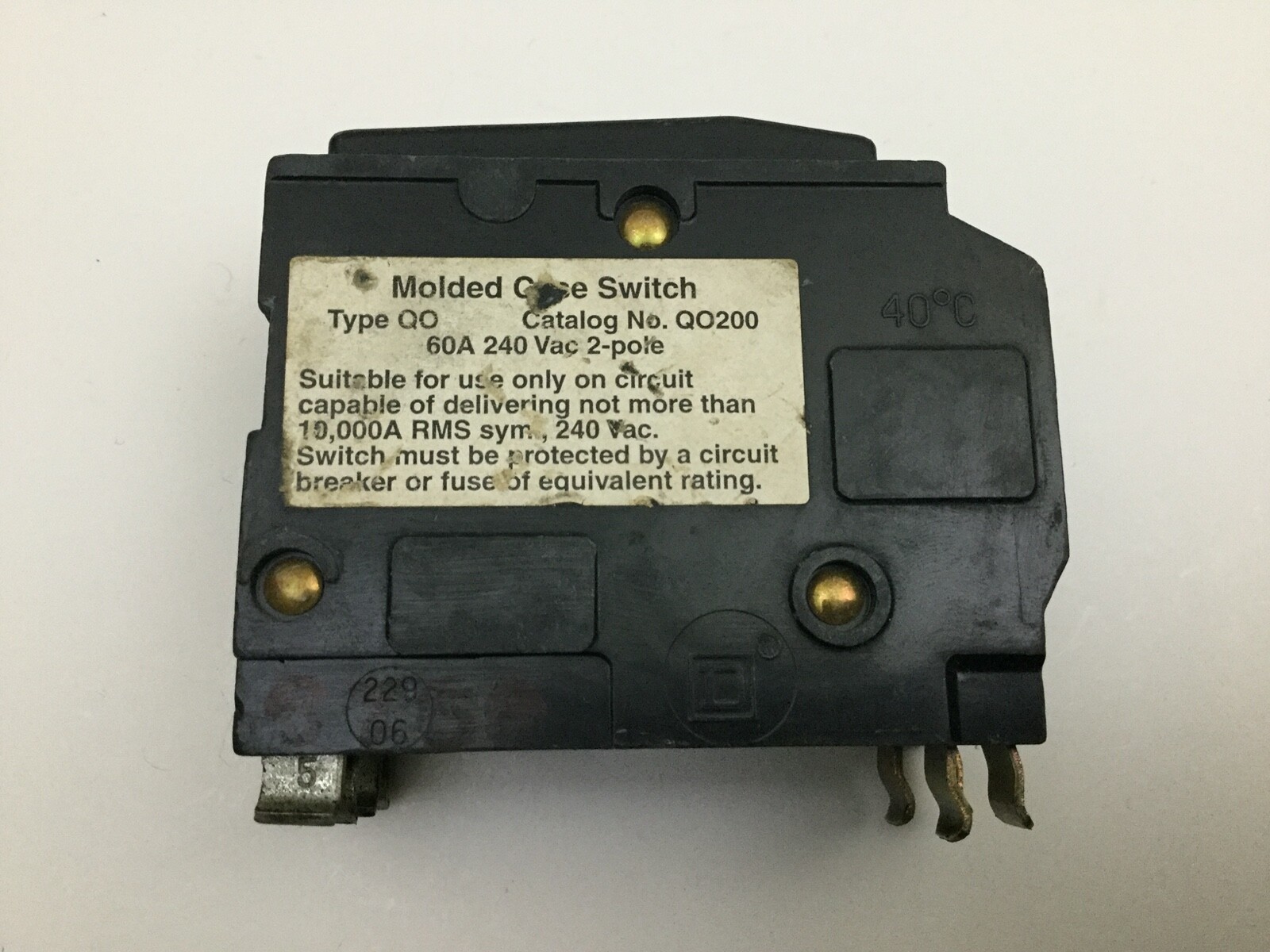 Square D QO260 Plug On Circuit Breaker 60A 2P 120/240V Type QO 60 Amp 10kA