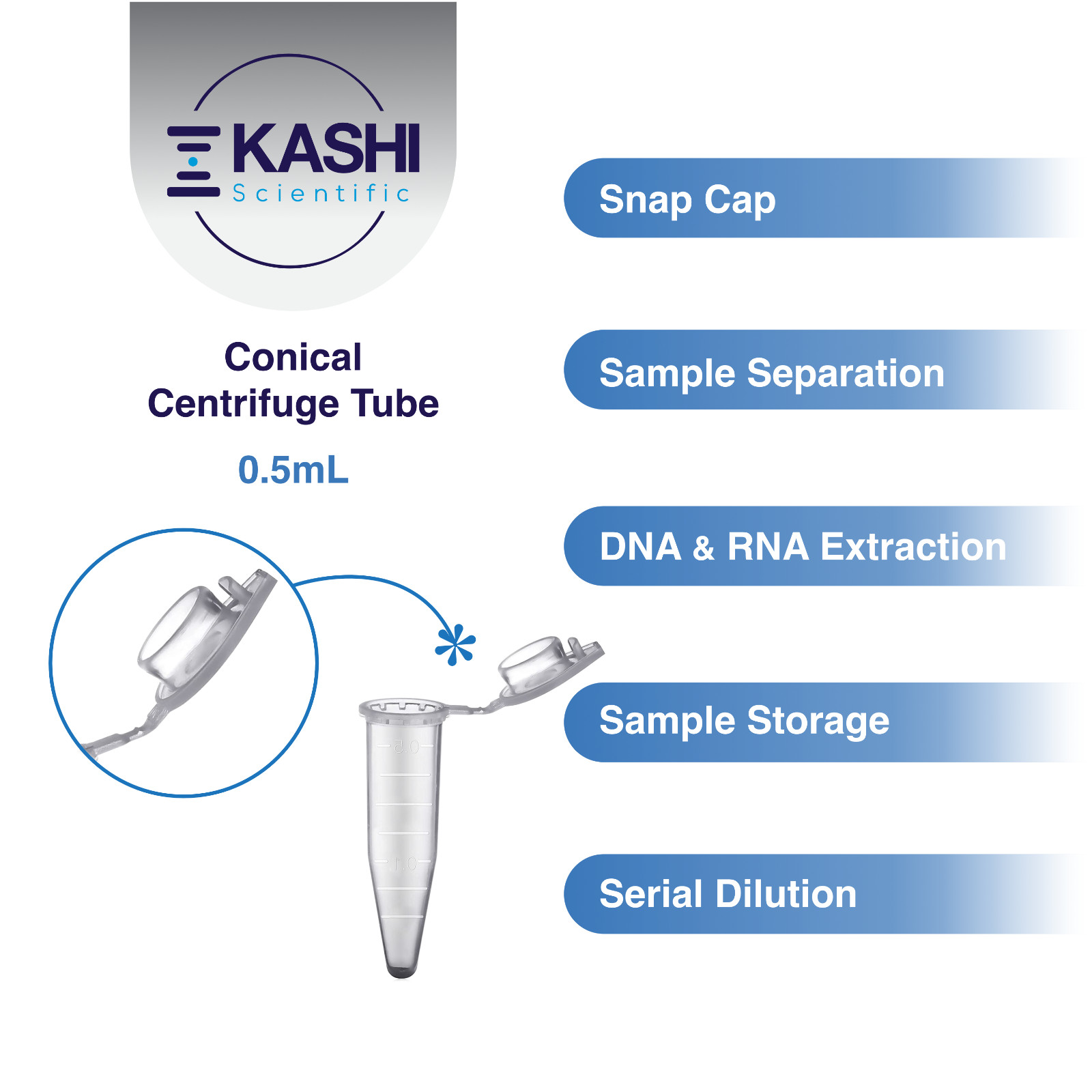 0.5mL Microcentrifuge Tube with Snap Cap [1000/Pack]