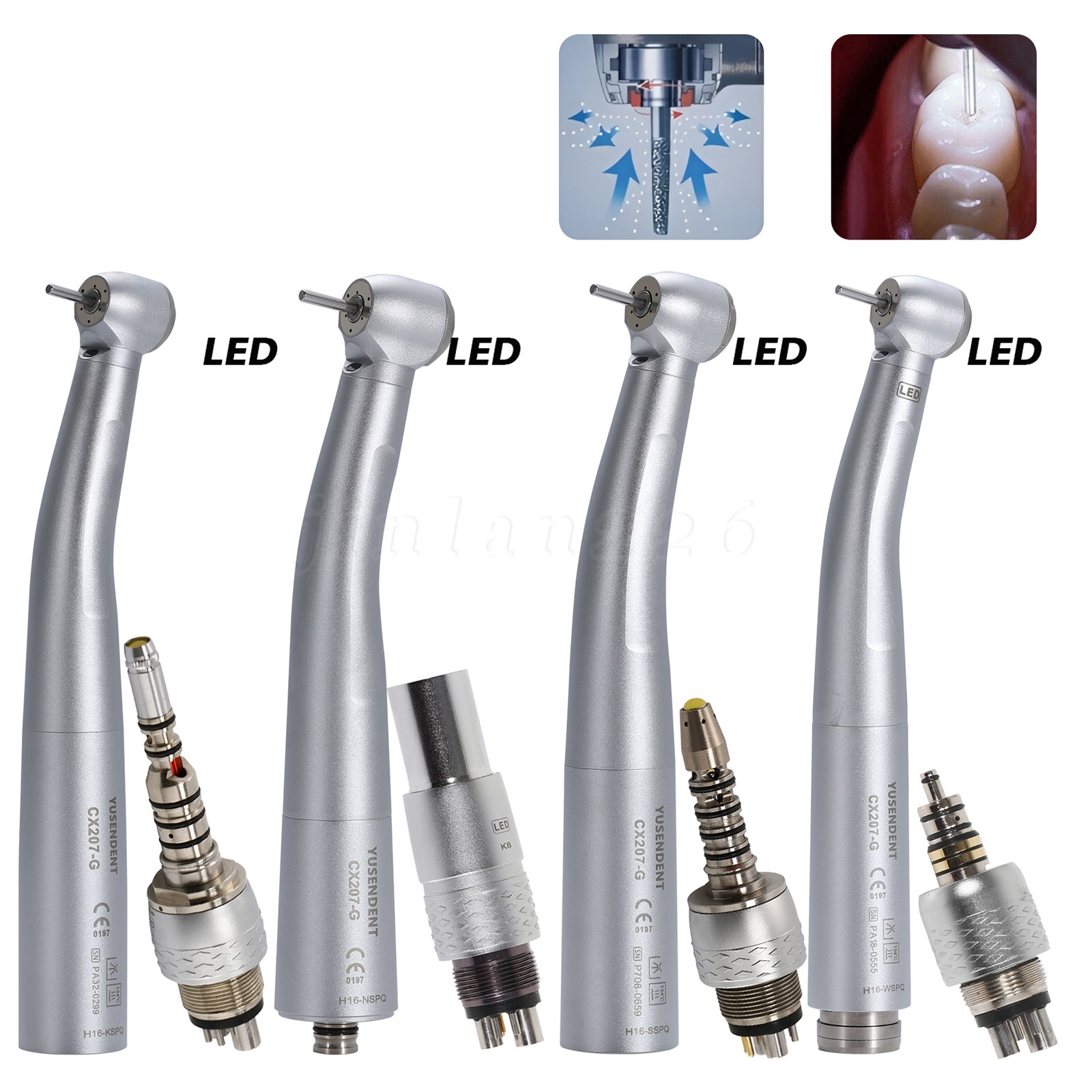 COXO YUSENDENT CX207-G Dental Fiber Optic LED High Speed Handpiece Air Turbine