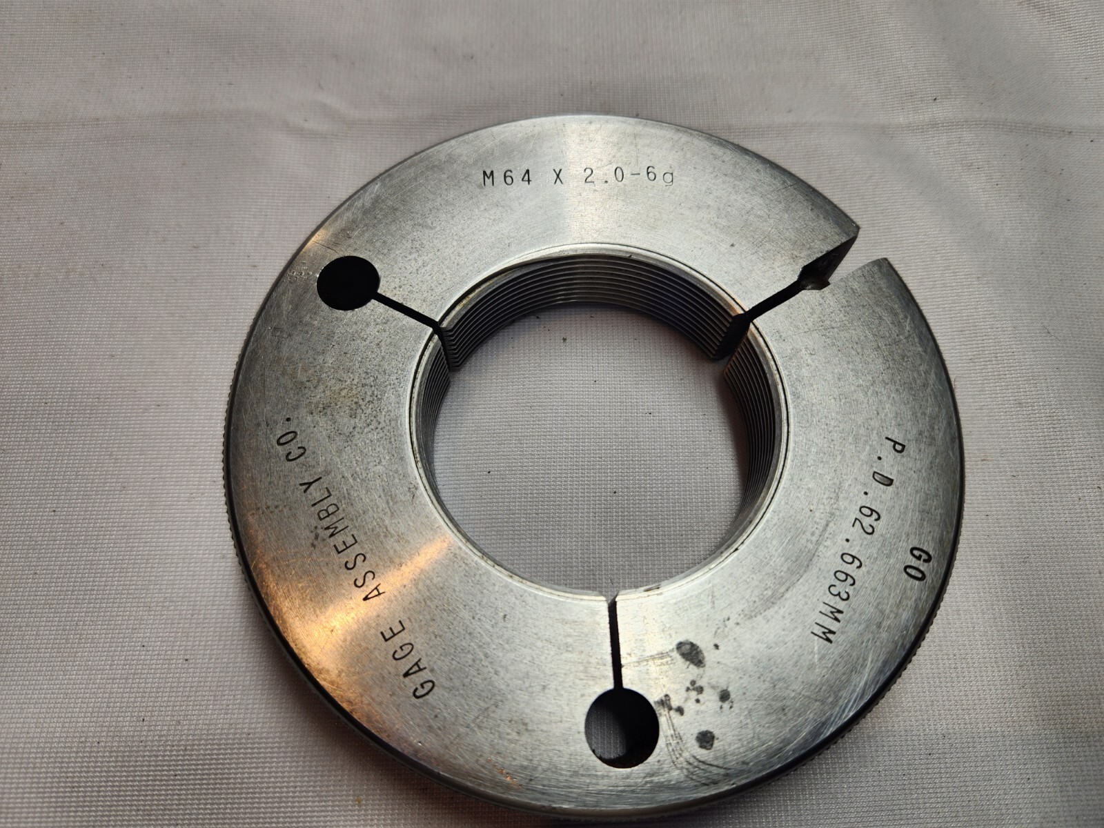M64 X 2 6g METRIC GO Adjustable THREAD RING GAGE 64.0 2.0 GO P.D. 62.663
