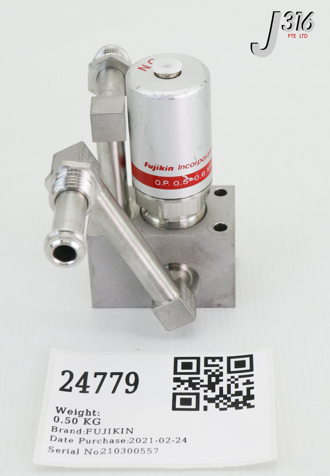 L24779 (LOT OF 20) FUJIKIN DIAPHRAGM BLOCK VALVES, TYPE N.C. 0.5~0.6MPA 565994