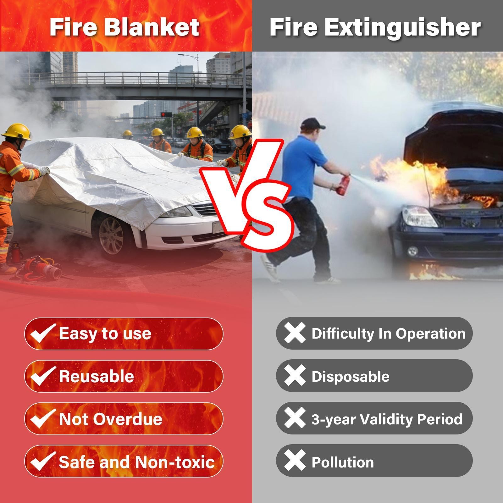 13x20FT Large Emergency Fire Blanket Fiberglass for Car EV Truck Vehicle White