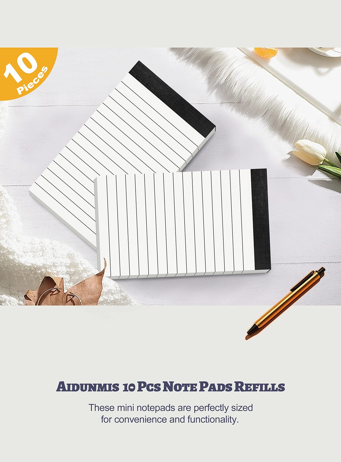 10 Pack Small Note Pads 3×5 Lined Writing 3 x 5 Inch, White