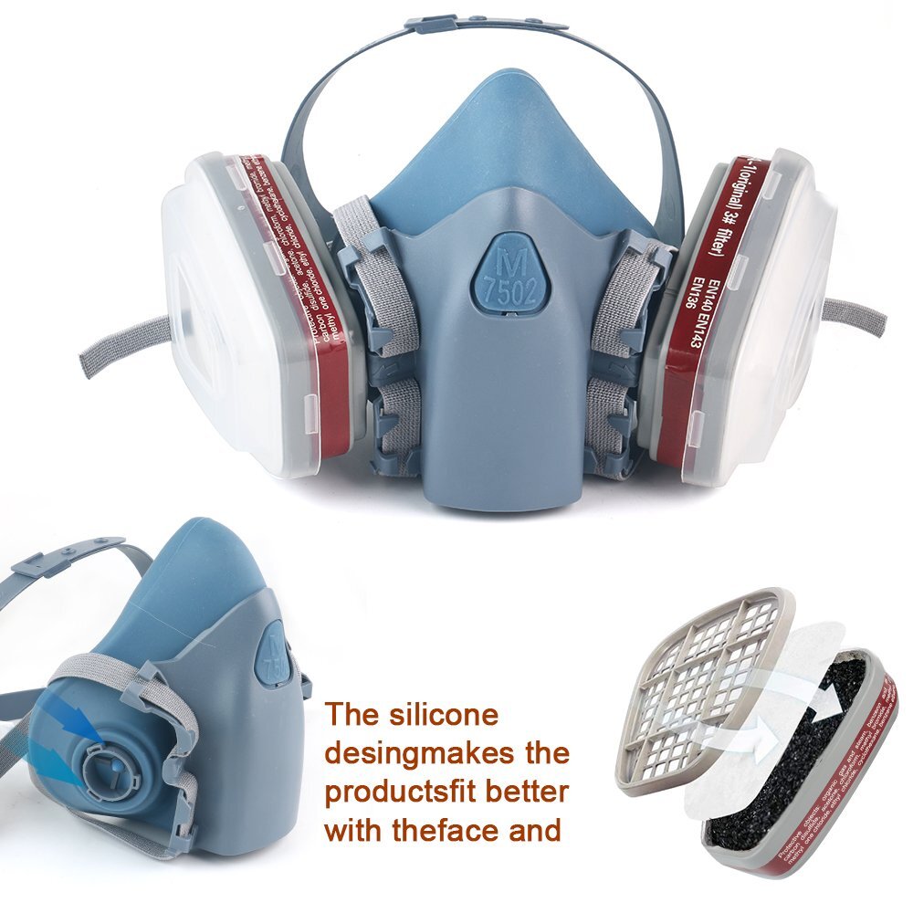 Half Face Respirator Painting Spraying Gas Mask For 7502 Silicone Safety Protect