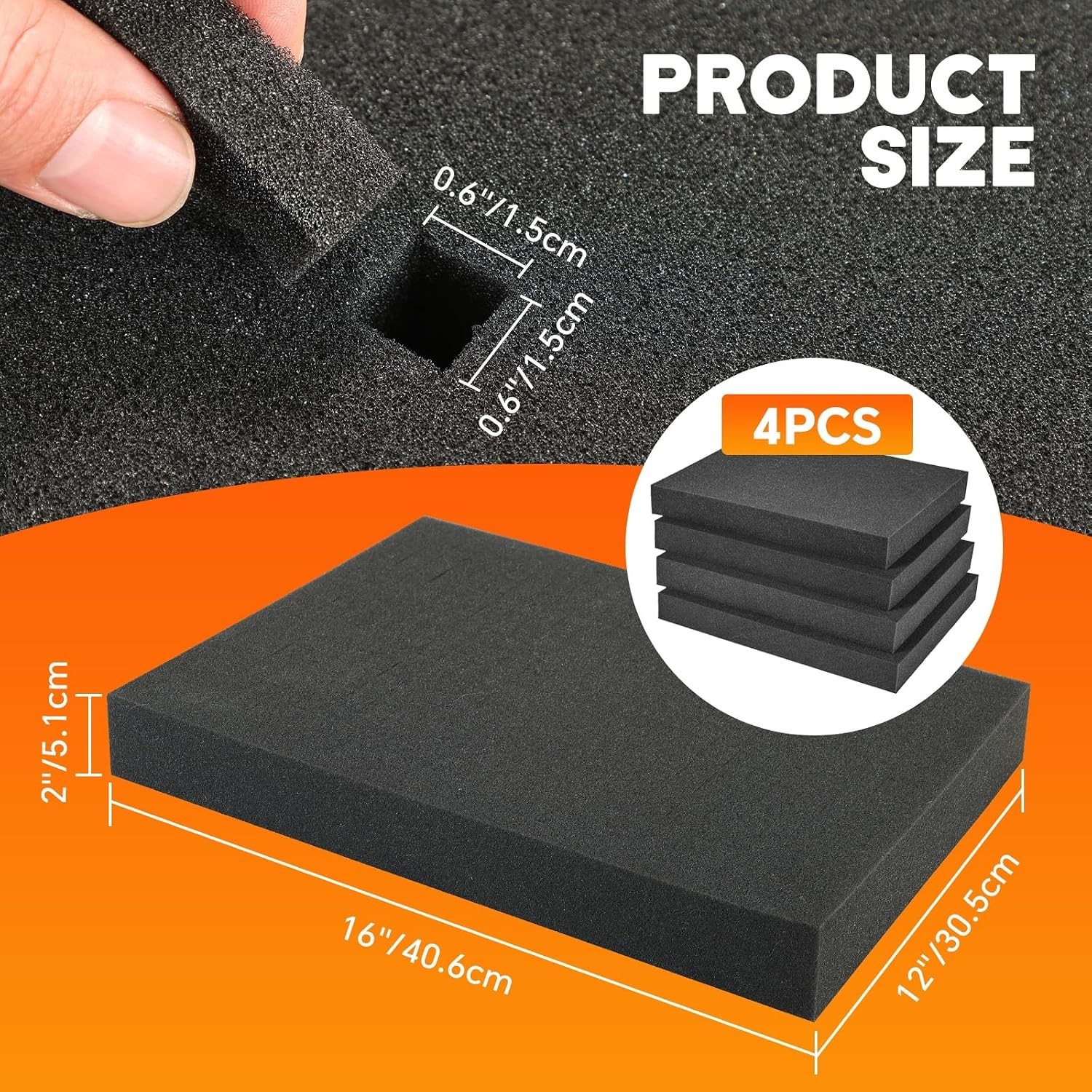4 Pack Pick and Pluck Foam 16 X 12 X 2 Inch | Pre-Cut Polyethylene Pick Apart Fo