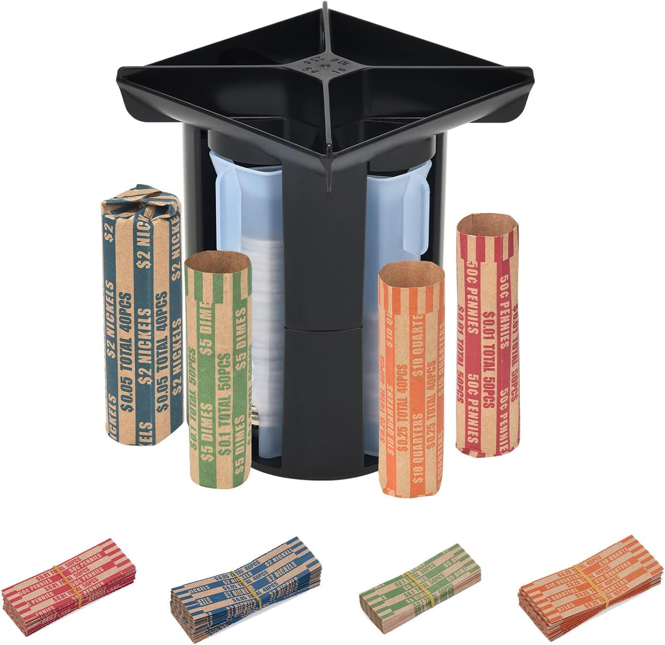 Coin Counter, Coin Sorter Tube, 4-In-1 Coin Sorter and Wrapper Machine, Chang…
